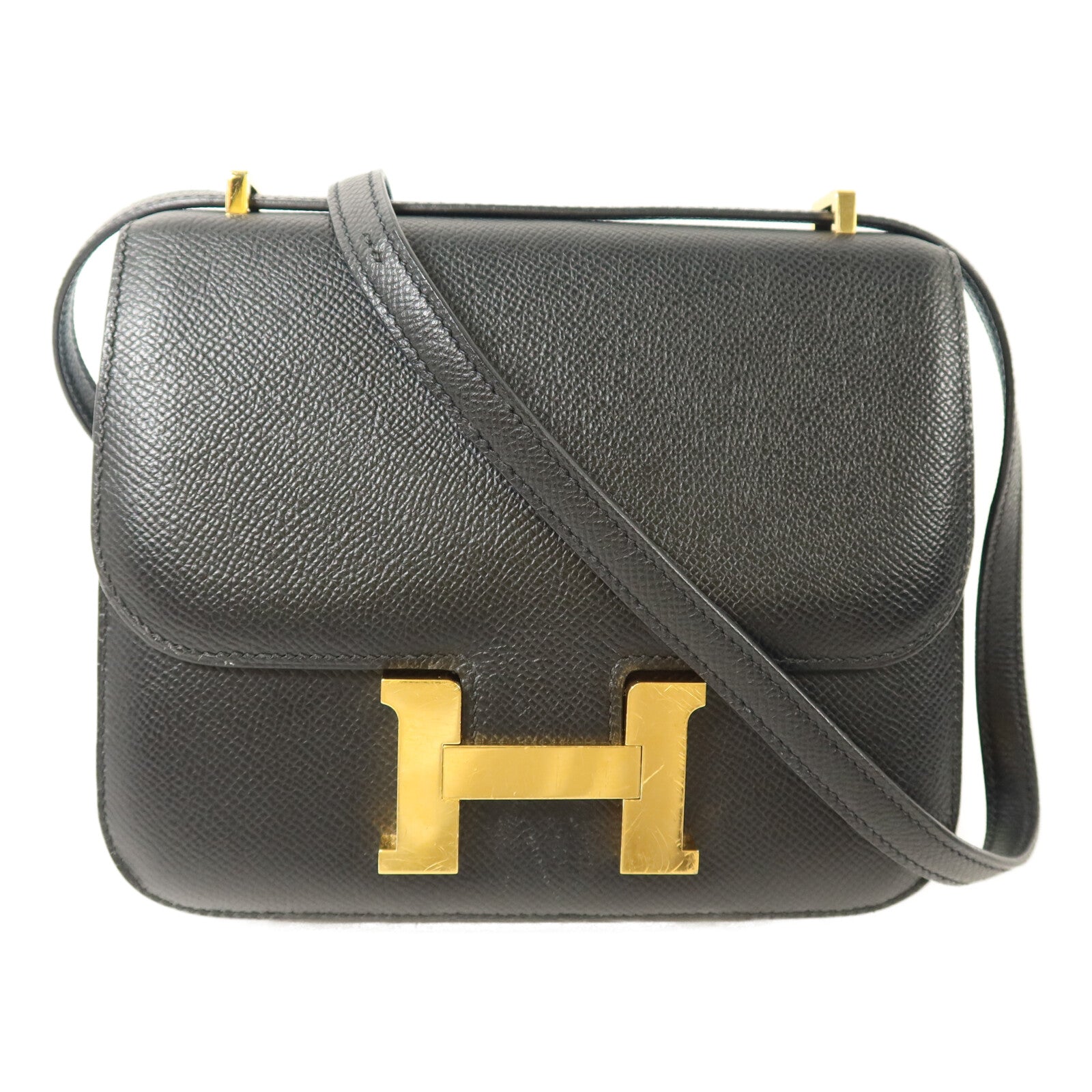 HERMES Epsom皮革Constance Mini肩背袋Noir