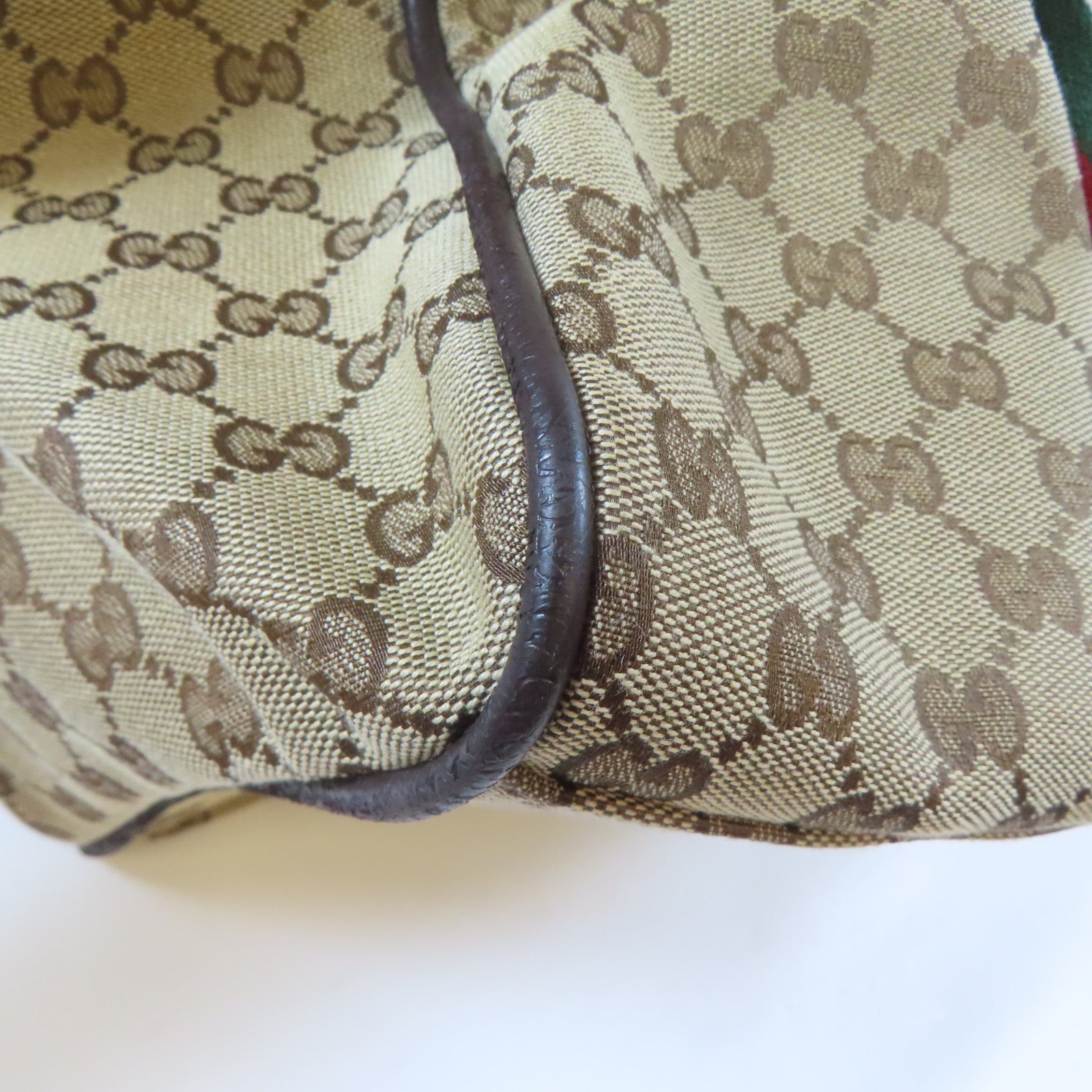 GUCCI 帆布Carry Bag銀扣手挽袋啡色