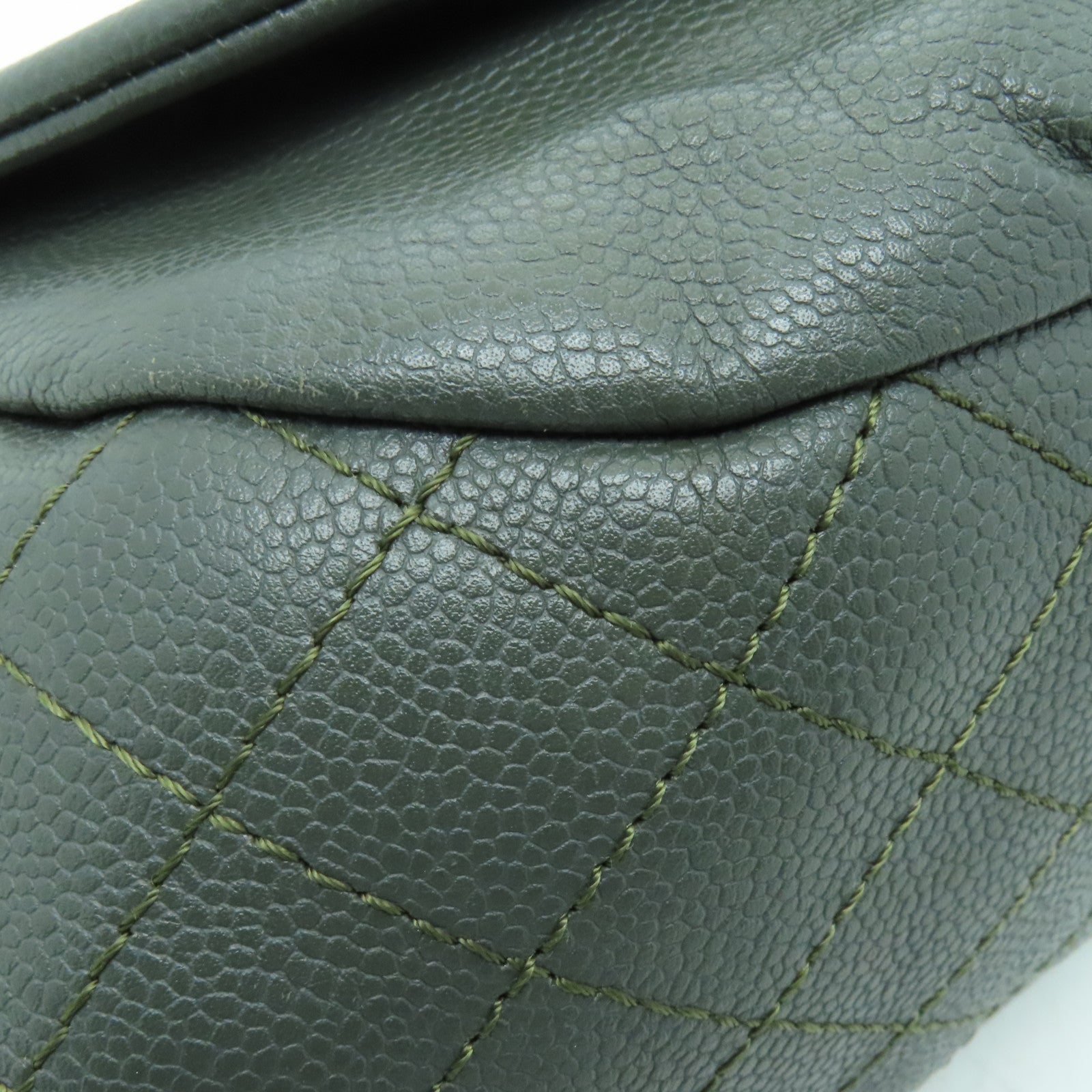 CHANEL 【激減優惠】牛皮皮革Chain Shoulder銀扣鏈帶肩背袋綠色
