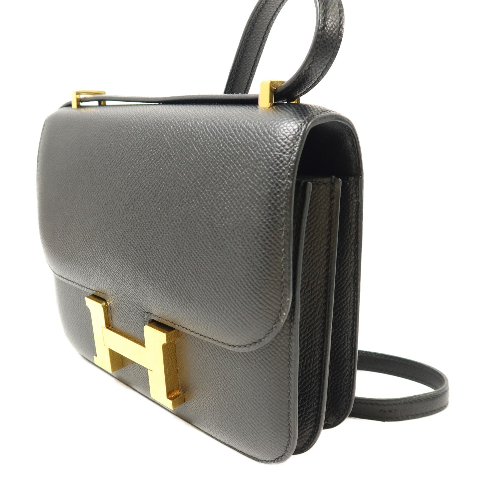 HERMES Epsom皮革Constance Mini肩背袋Noir