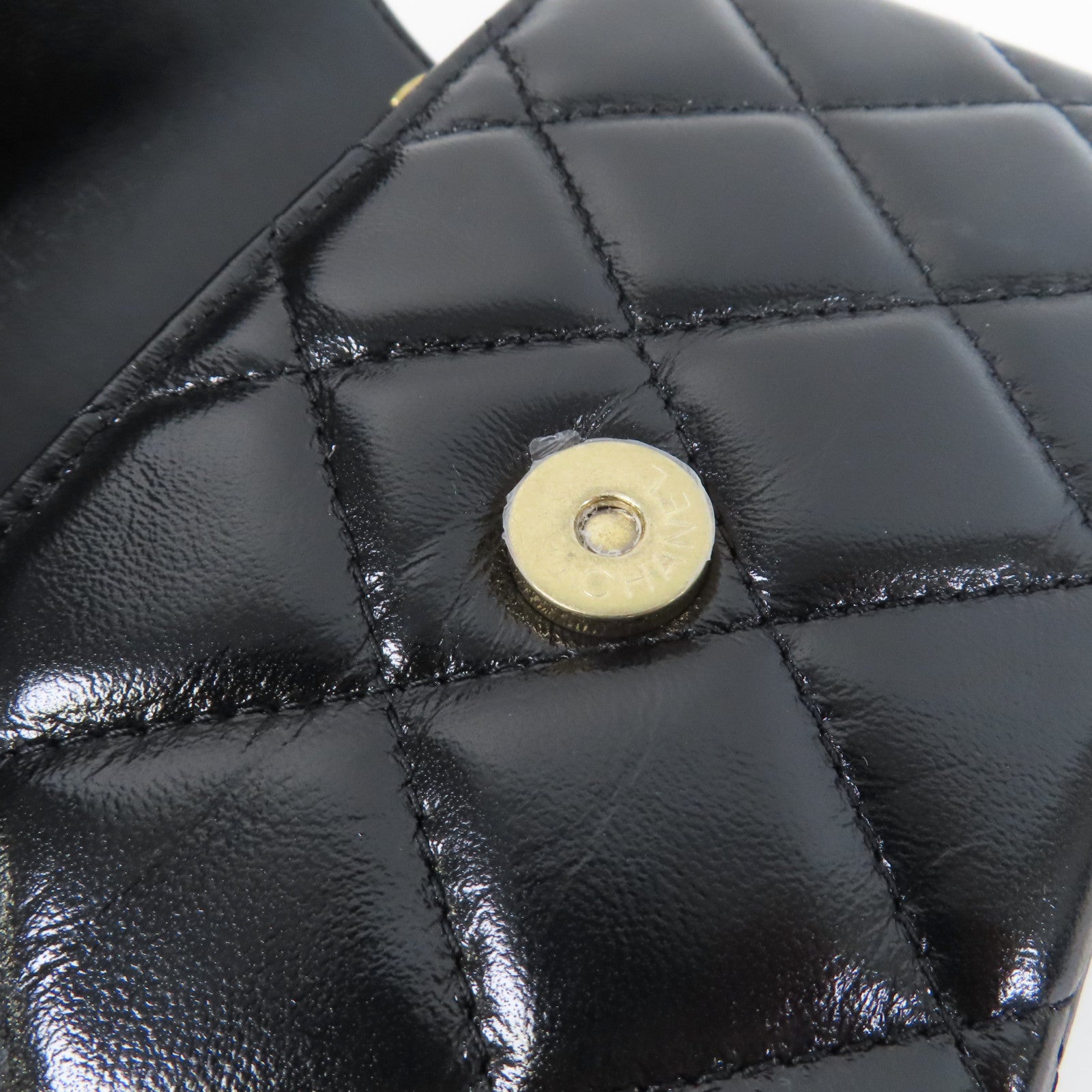CHANEL 菱格牛皮皮革Chain Shoulder金扣手挽肩背兩用袋黑色