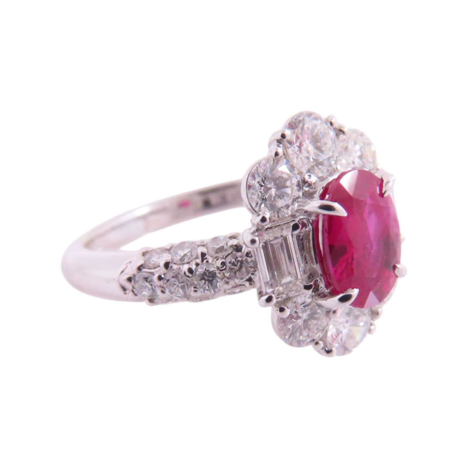 JEWELRY PT900鉑金/紅寶石/鑽石Ruby Diamond Ring戒指US#5.75