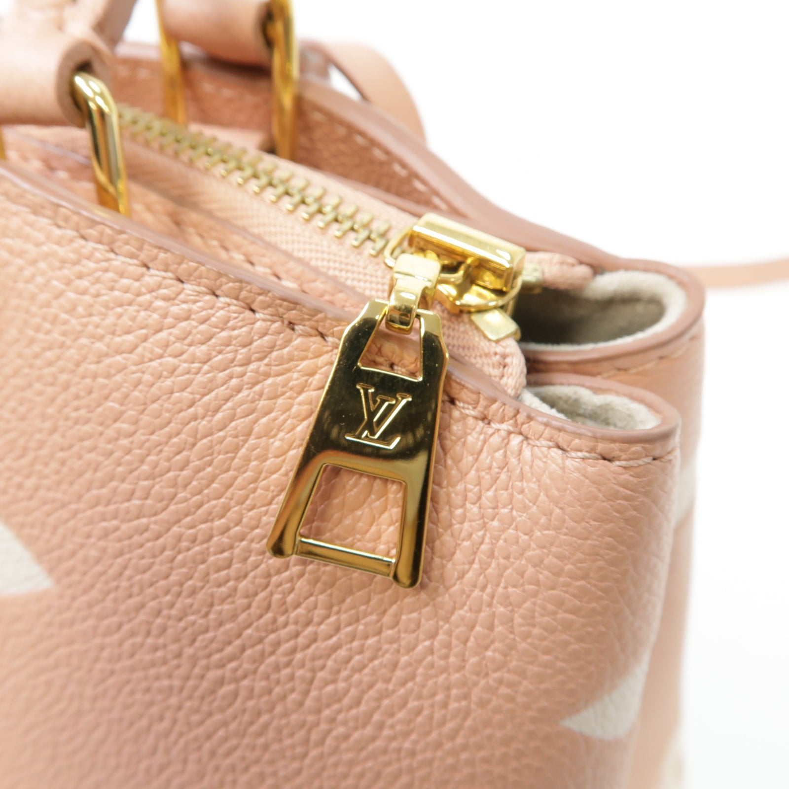 LOUIS VUITTON Monogram Empreinte Petit Palais金扣手挽肩背兩用袋粉紅色
