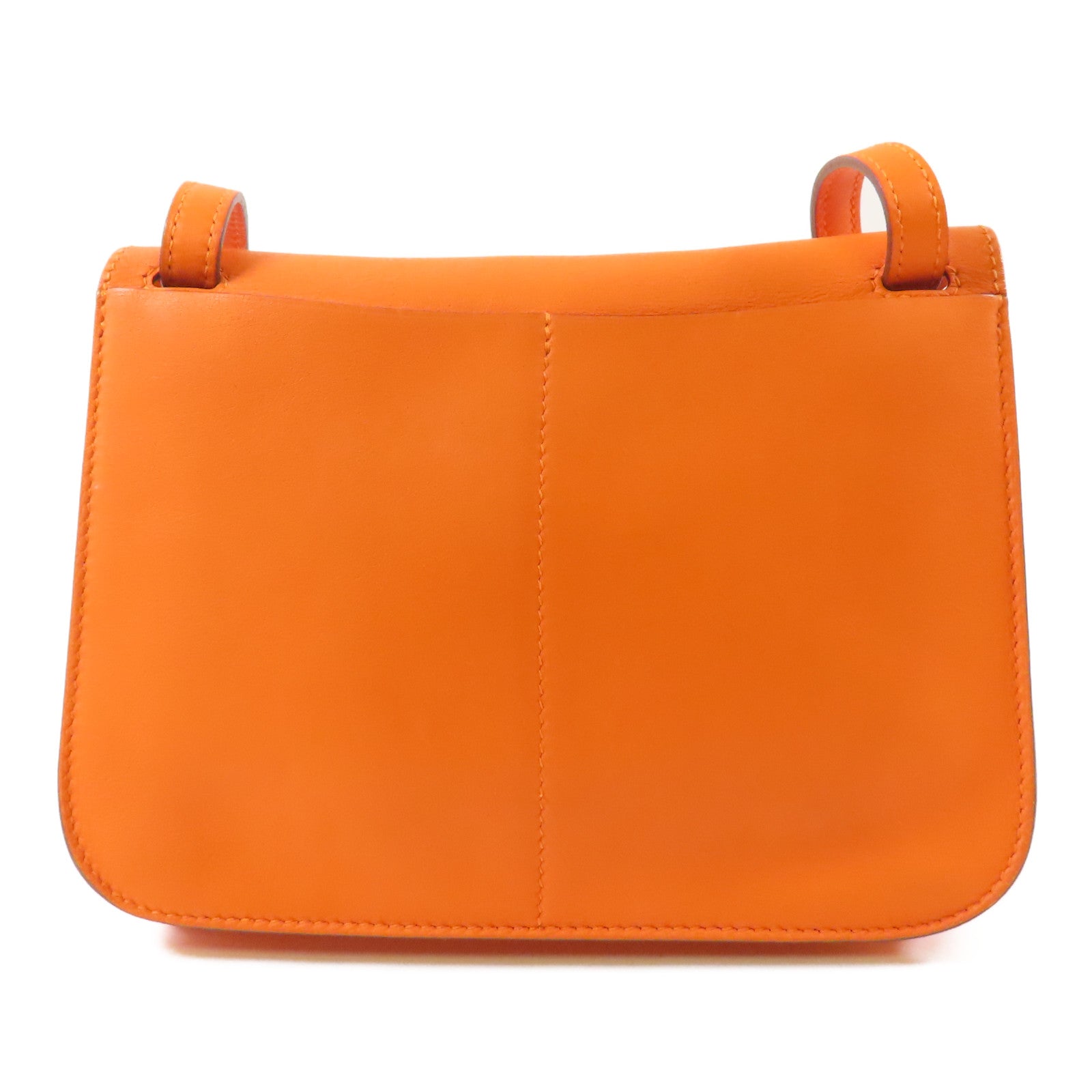 HERMES PHW Mini Halzan Shoulder Bag Swift Leather Oange