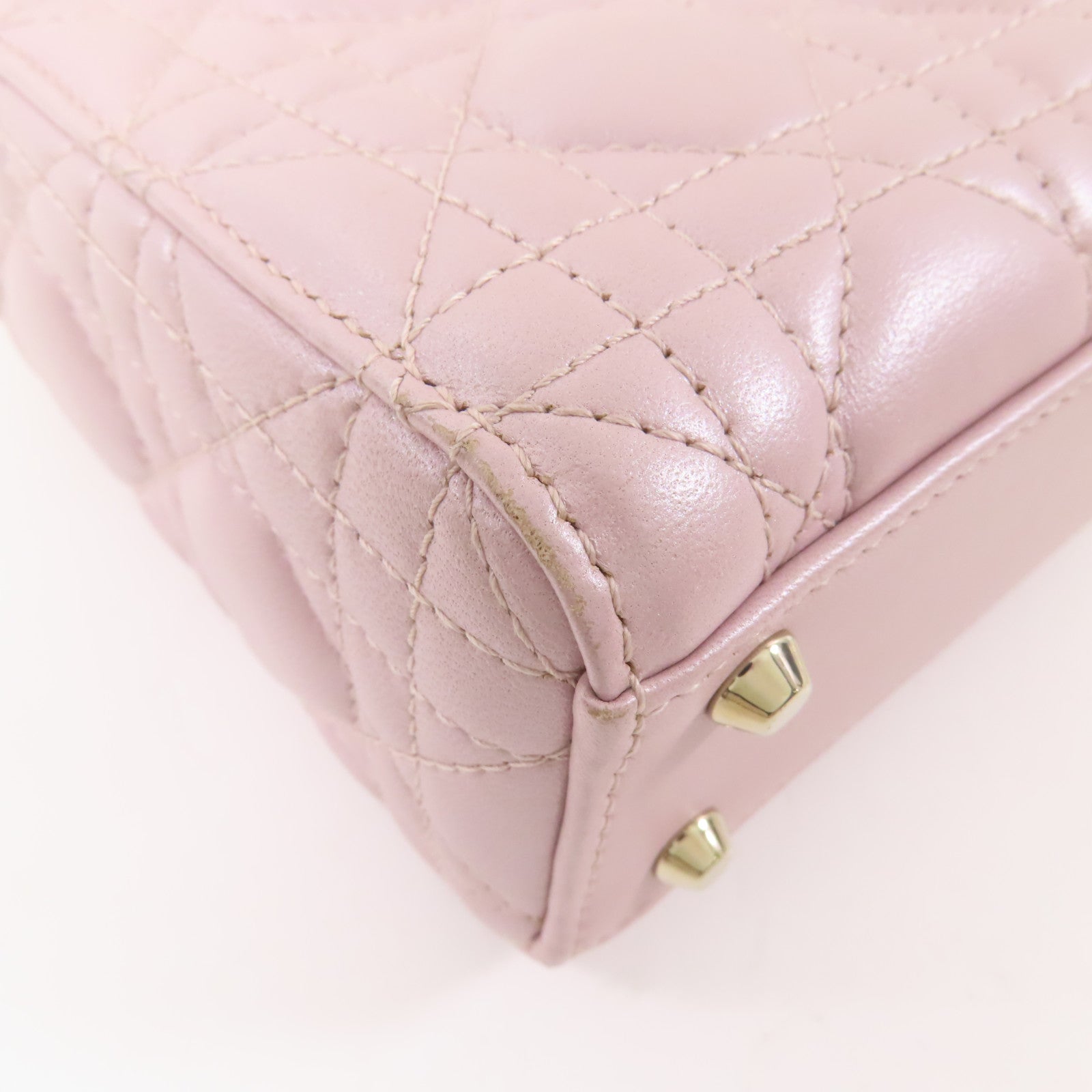 Dior 羊皮皮革Mini Lady Dior金扣鏈帶手挽肩背兩用袋