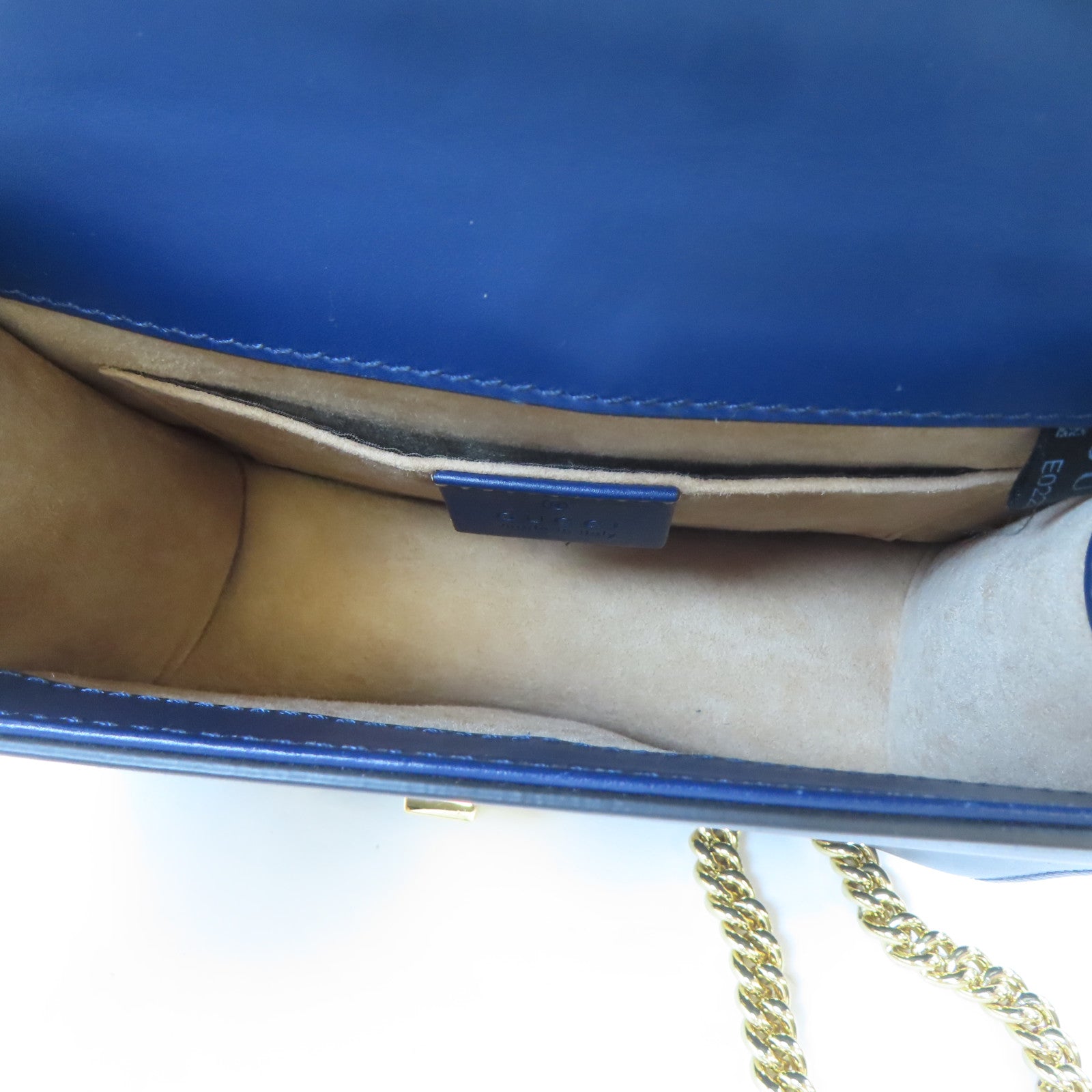 GUCCI 【激減優惠】牛皮皮革Sylvie Mini Bag金扣鏈帶肩背袋藍色