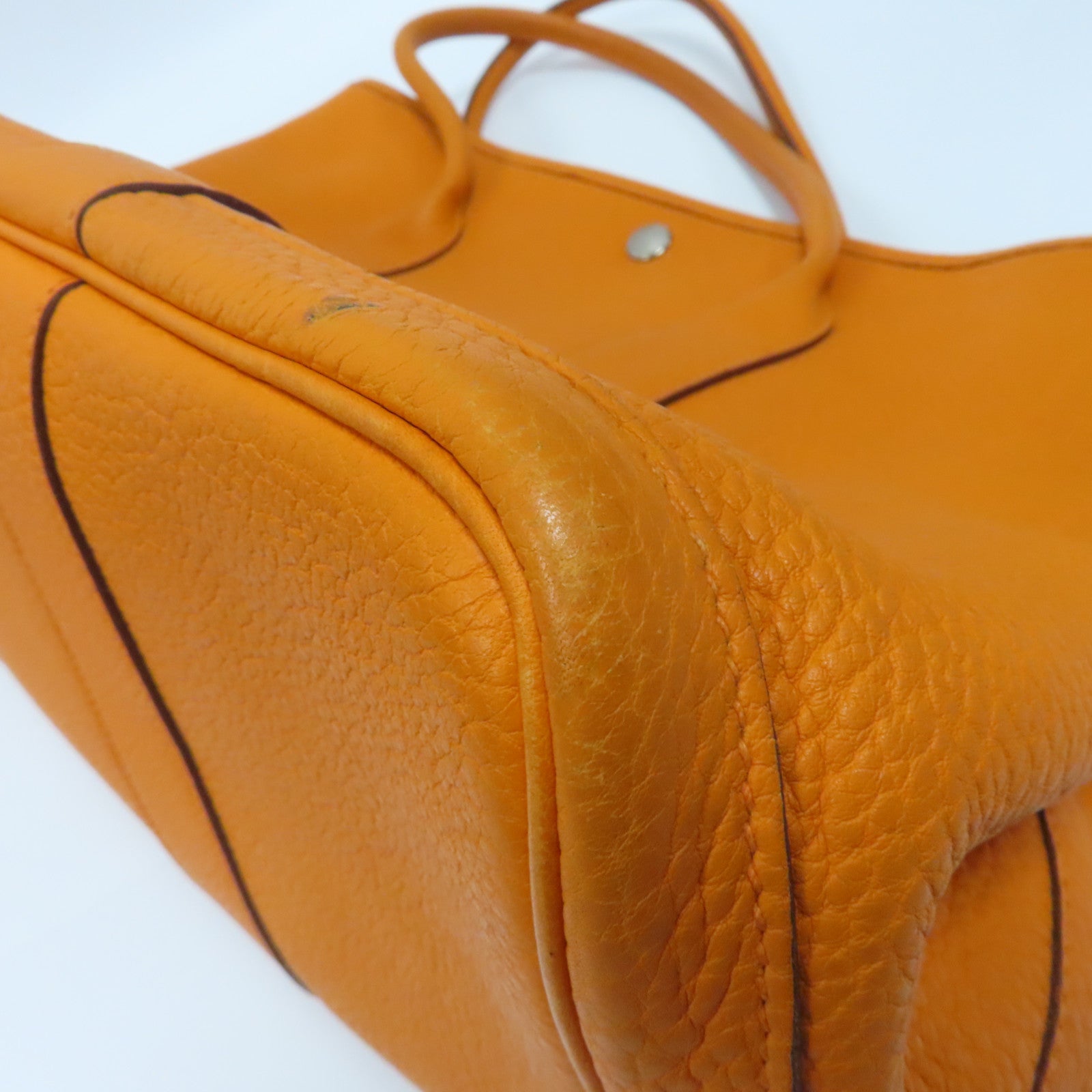 HERMES 【激減優惠】Negonda皮革Garden Party PM銀扣手挽袋橙色
