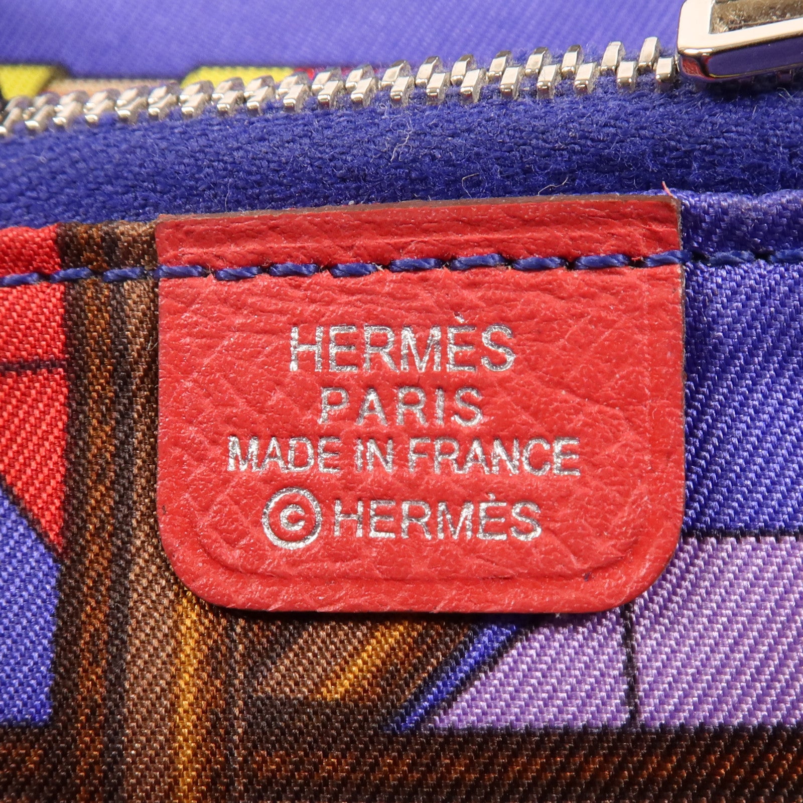 HERMES Epsom皮革Silk In Wallet銀扣錢包Bougainvillea