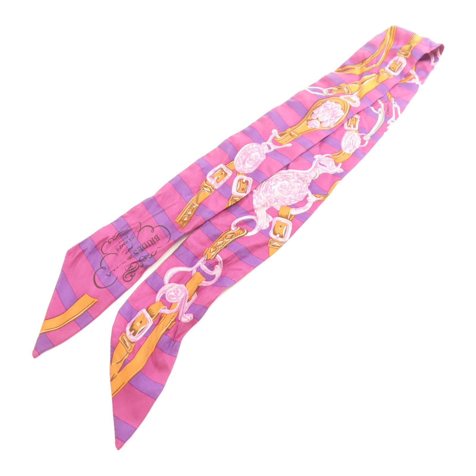 HERMES 絲質Twilly絲巾紫色