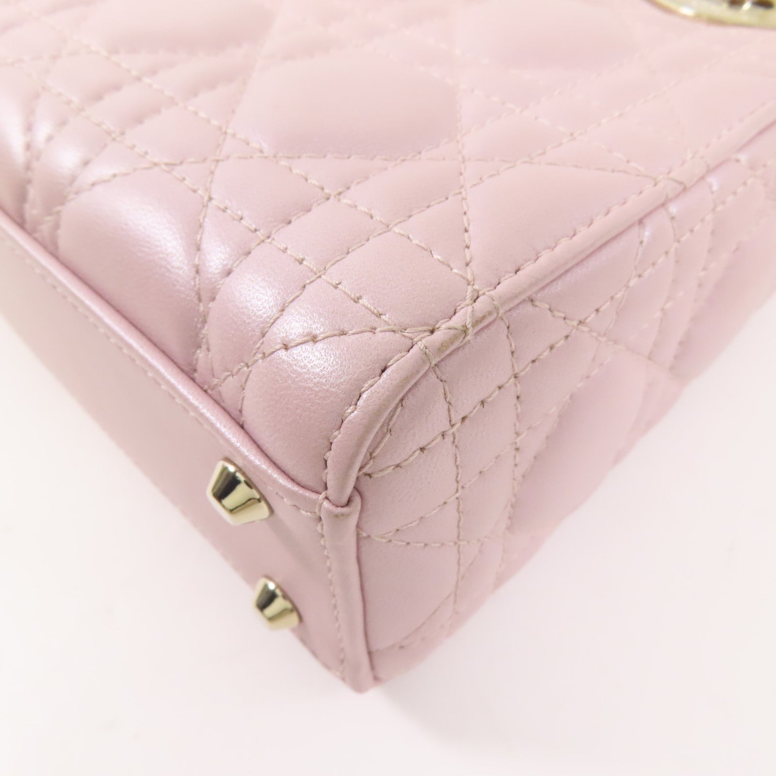 Dior 羊皮皮革Mini Lady Dior金扣鏈帶手挽肩背兩用袋