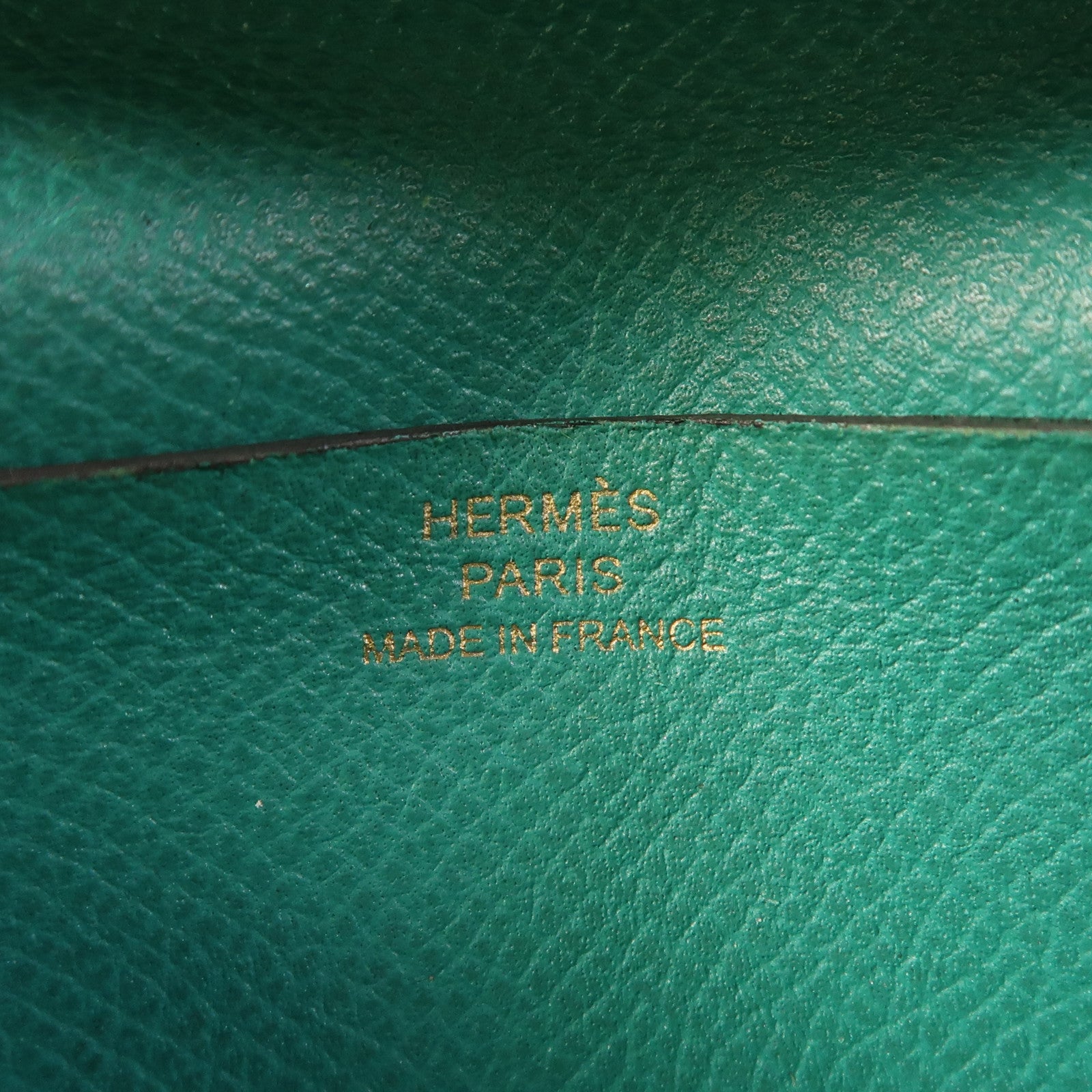 HERMES Epsom皮革Bearn Compact金扣錢包Vert Jade