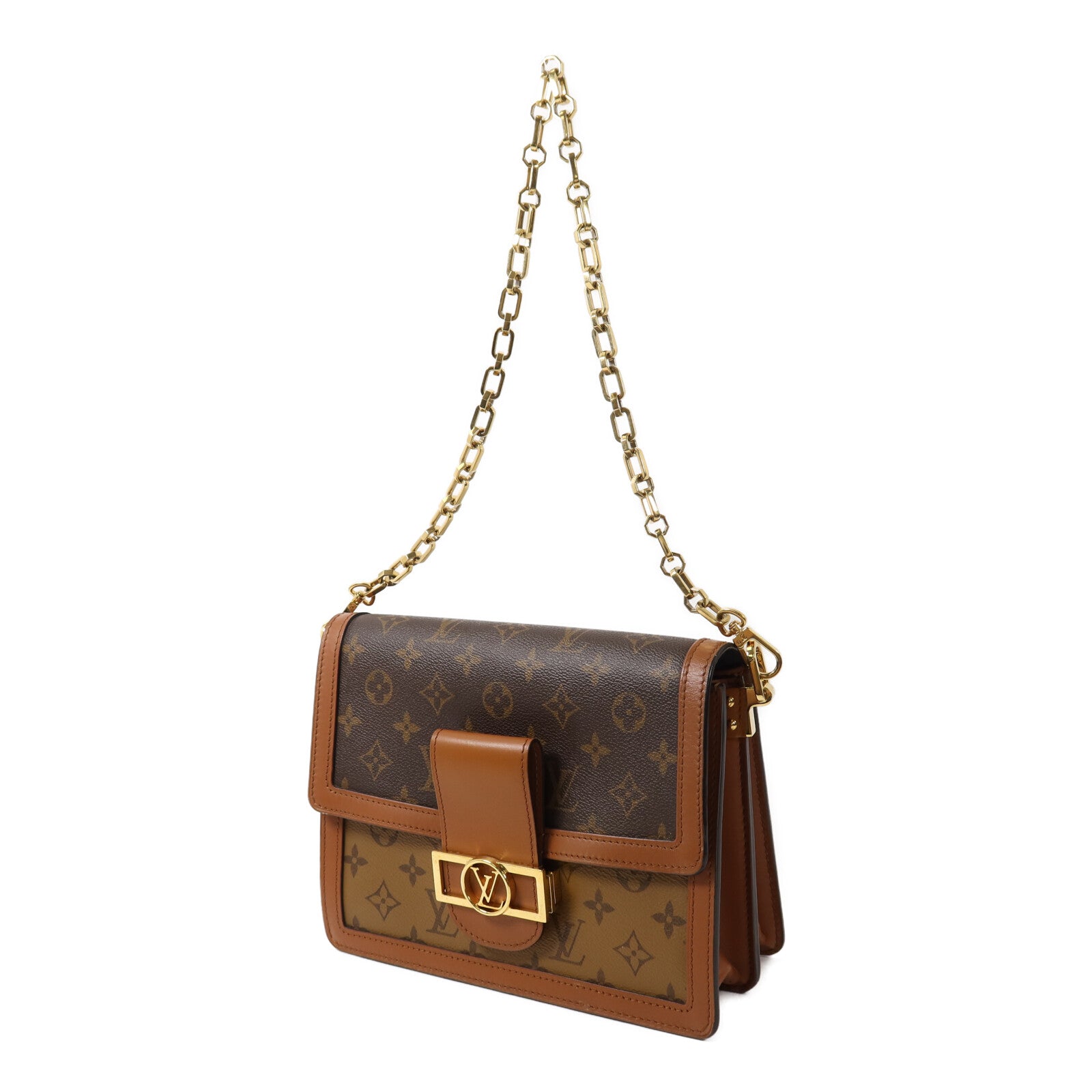 LOUIS VUITTON Monogram/Monogram Reverse Dauphine MM鏈帶手挽肩背兩用袋