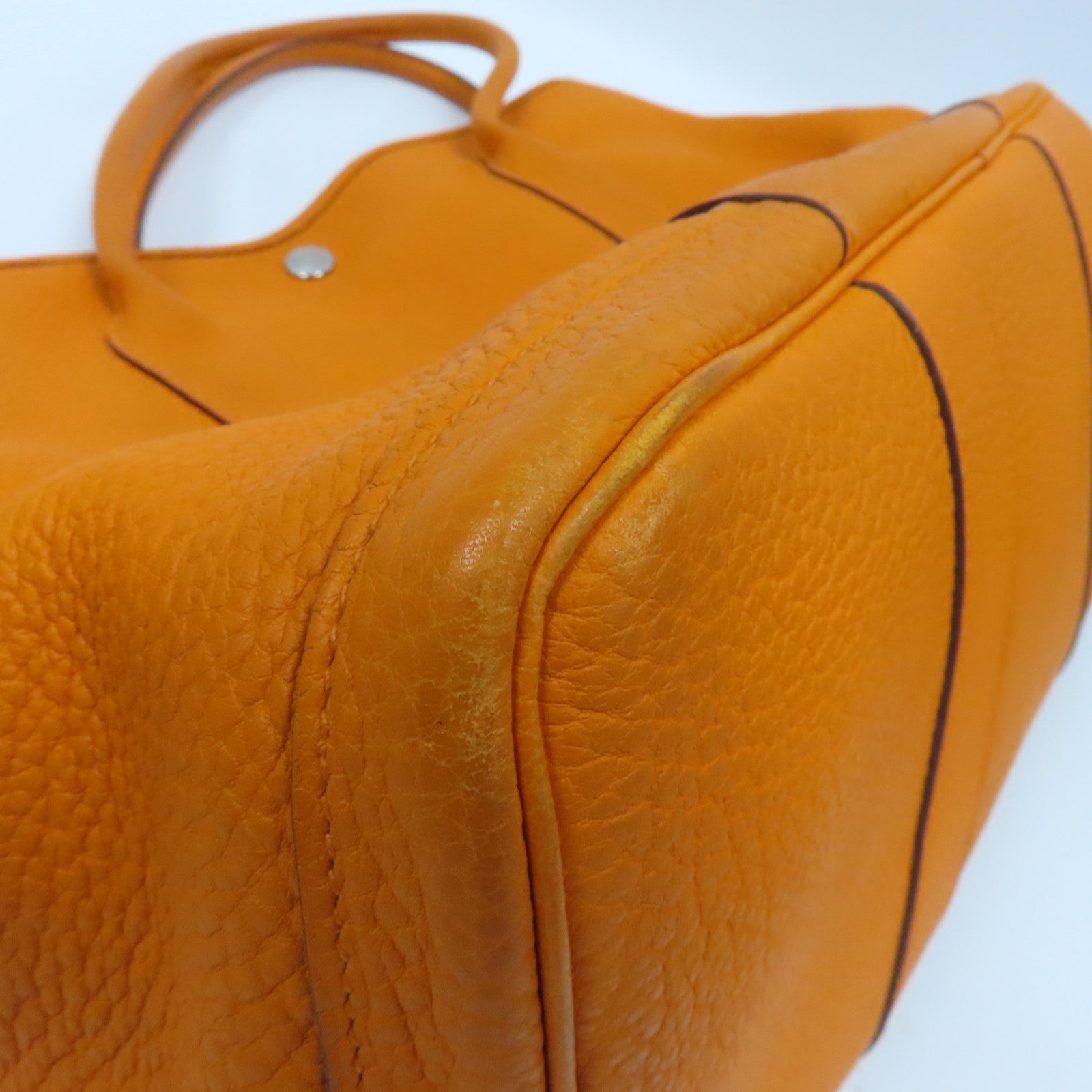 HERMES 【激減優惠】Negonda皮革Garden Party PM銀扣手挽袋橙色