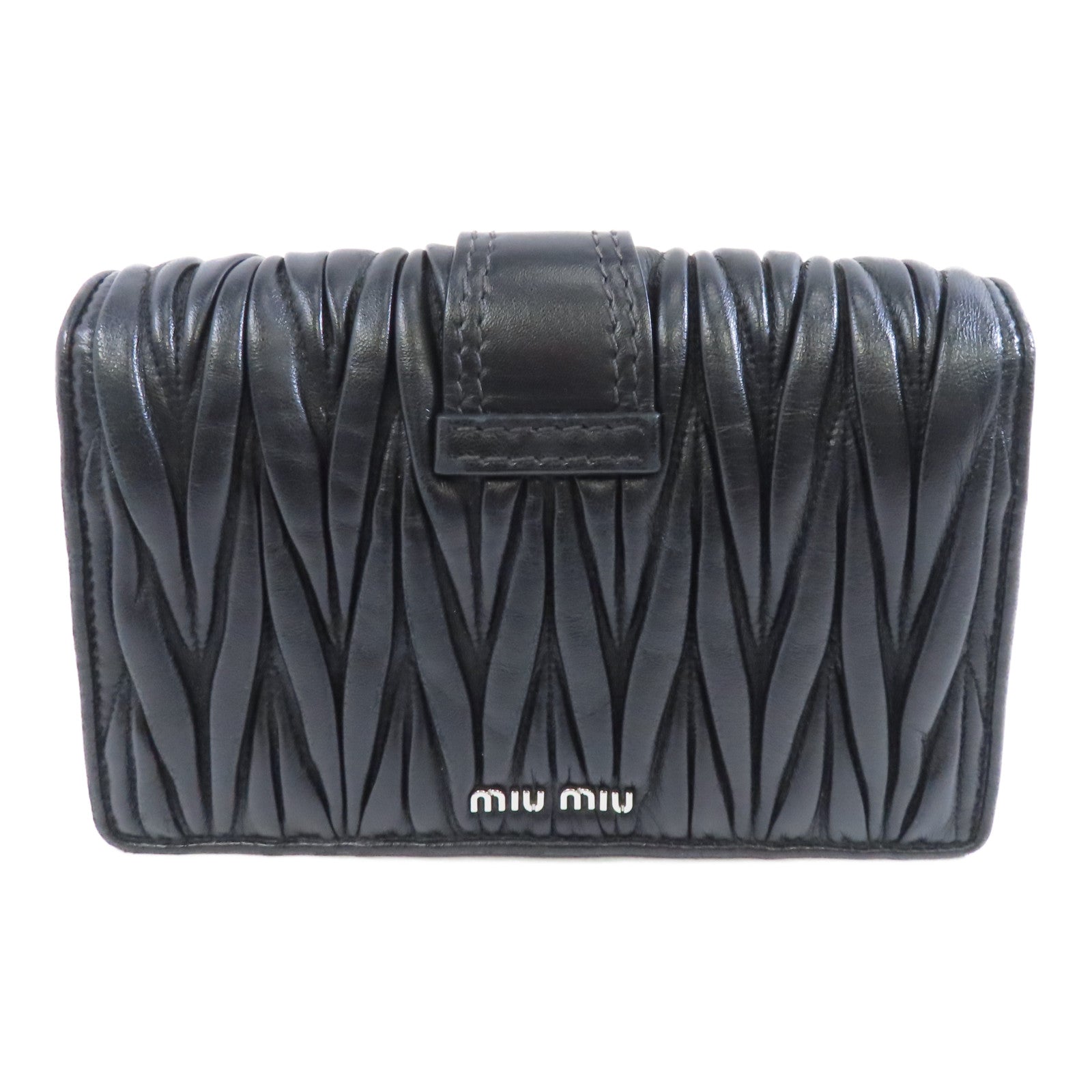 Miu Miu 羊皮皮革Chain Shoulder Bag銀扣鏈帶肩背袋黑色