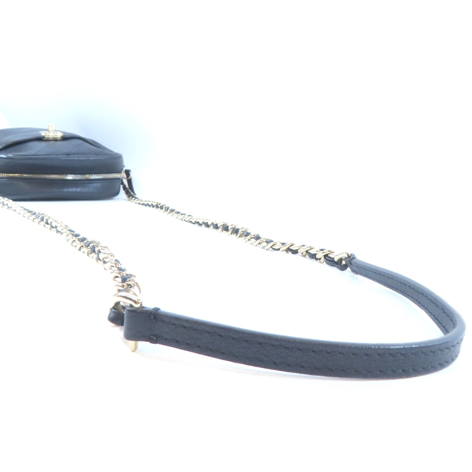 CHANEL 【激減優惠】菱格牛皮皮革Chain Shoulder Bag金扣鏈帶肩背袋黑色