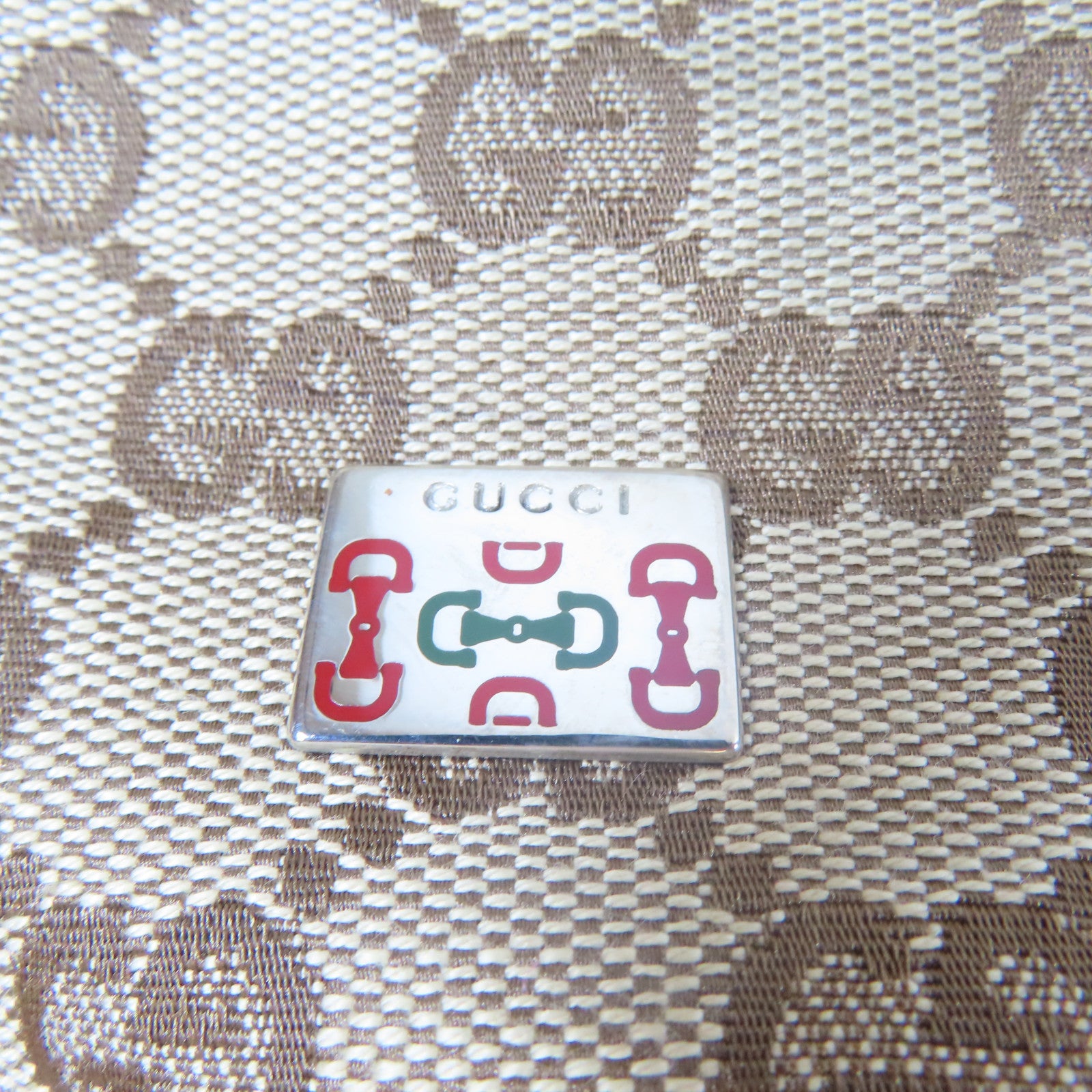 GUCCI 帆布Shoulder Bag銀扣肩背袋啡色