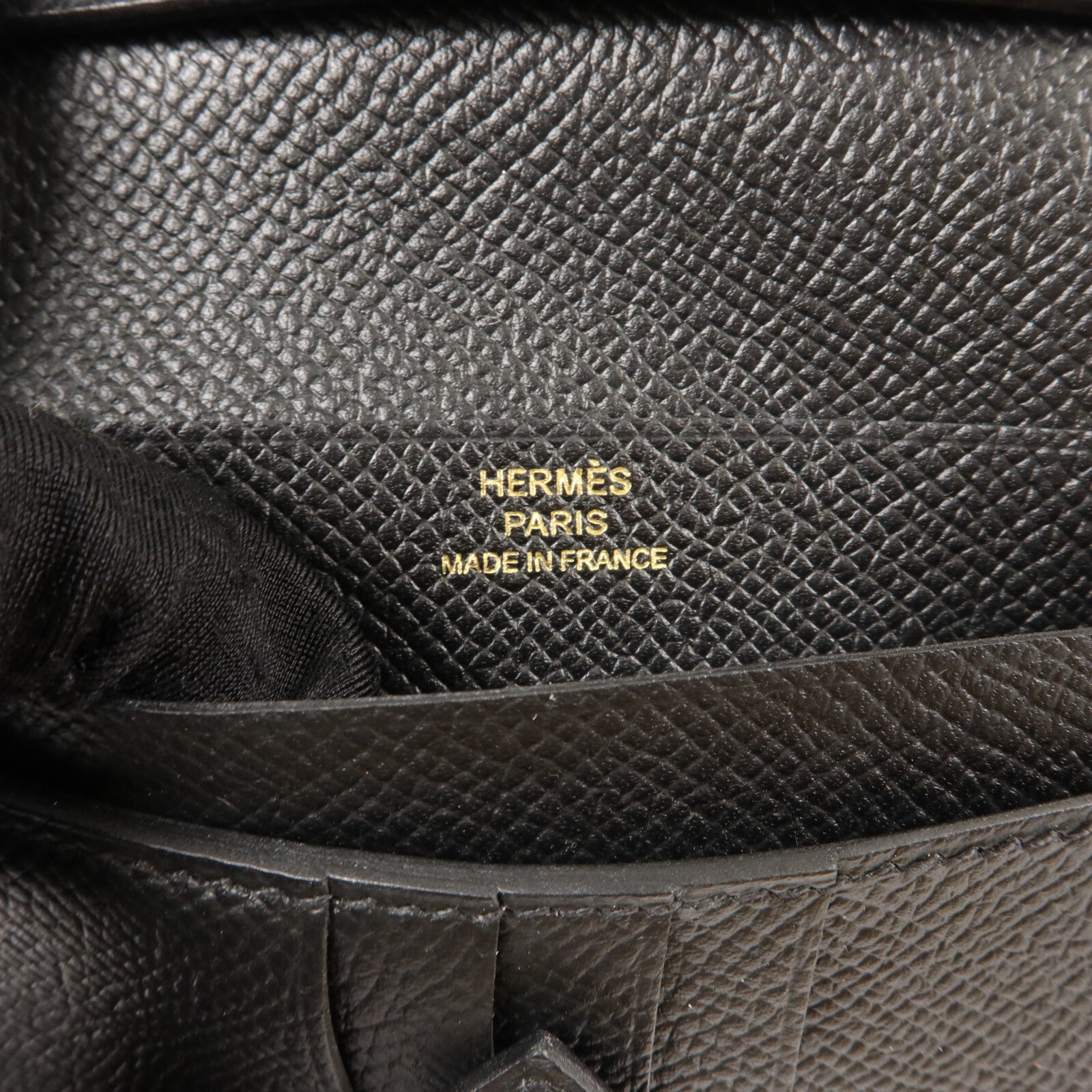 HERMES Epsom皮革Bearn Compact Wallet錢包Noir