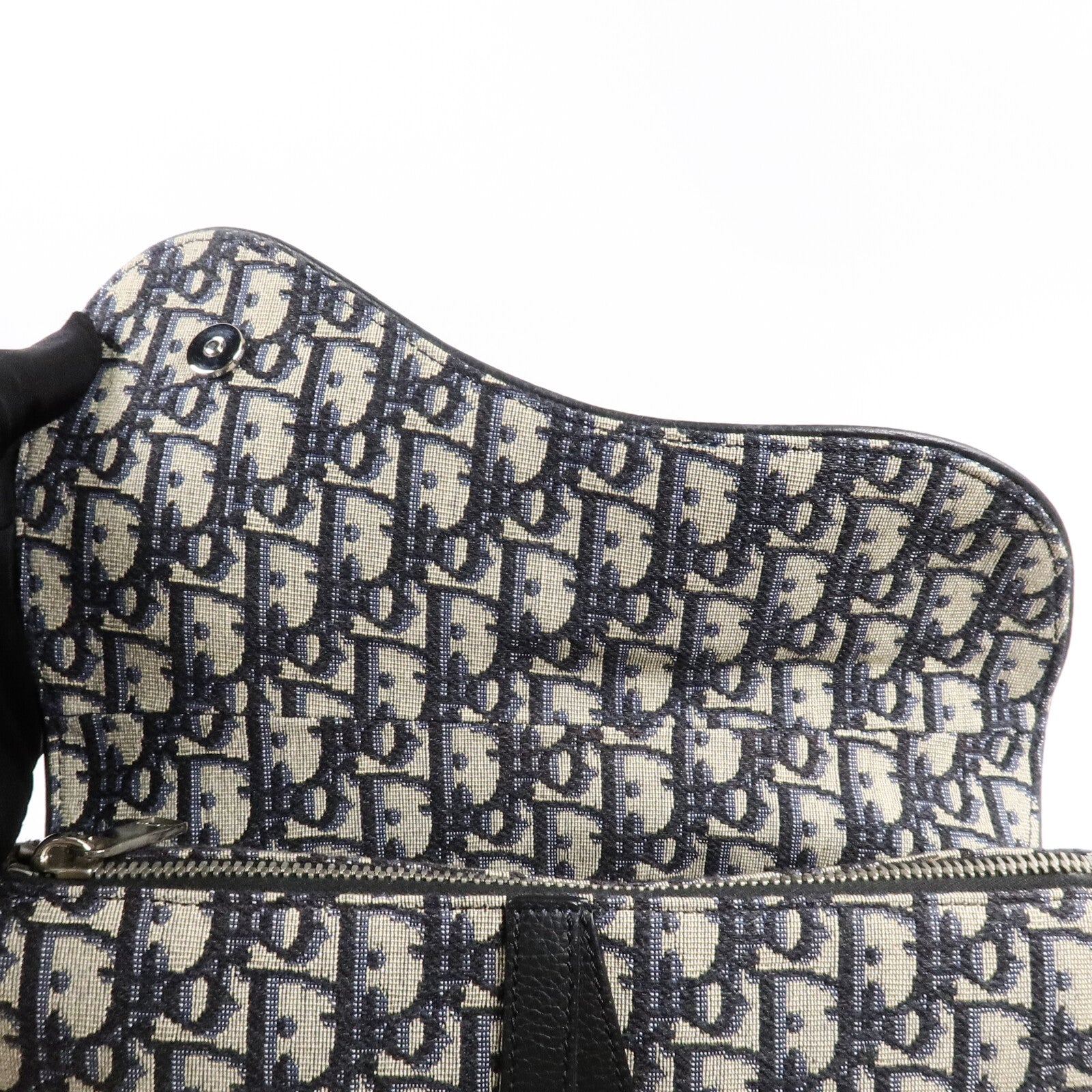 Dior 帆布Saddle Bag銀扣肩背袋