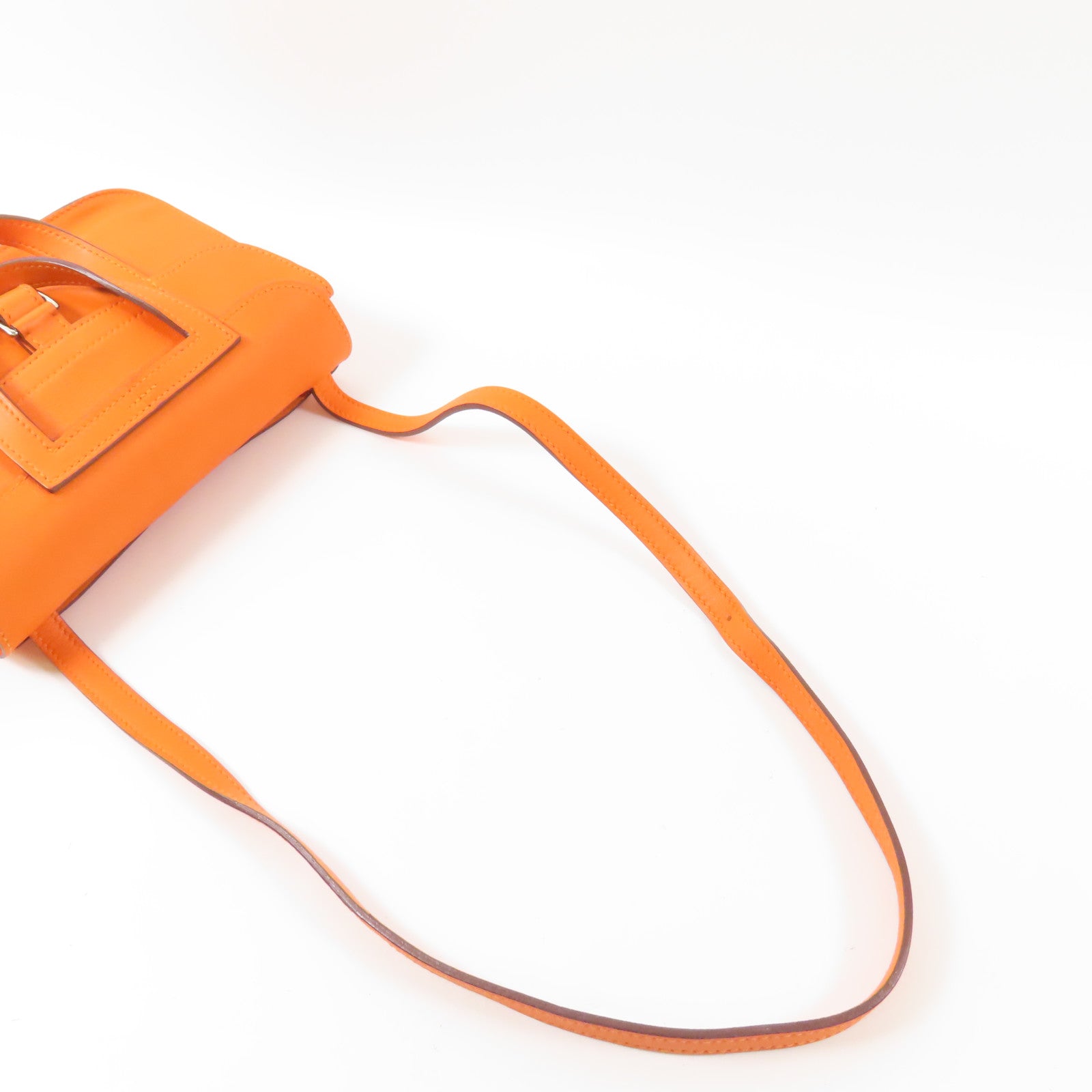 HERMES PHW Mini Halzan Shoulder Bag Swift Leather Oange