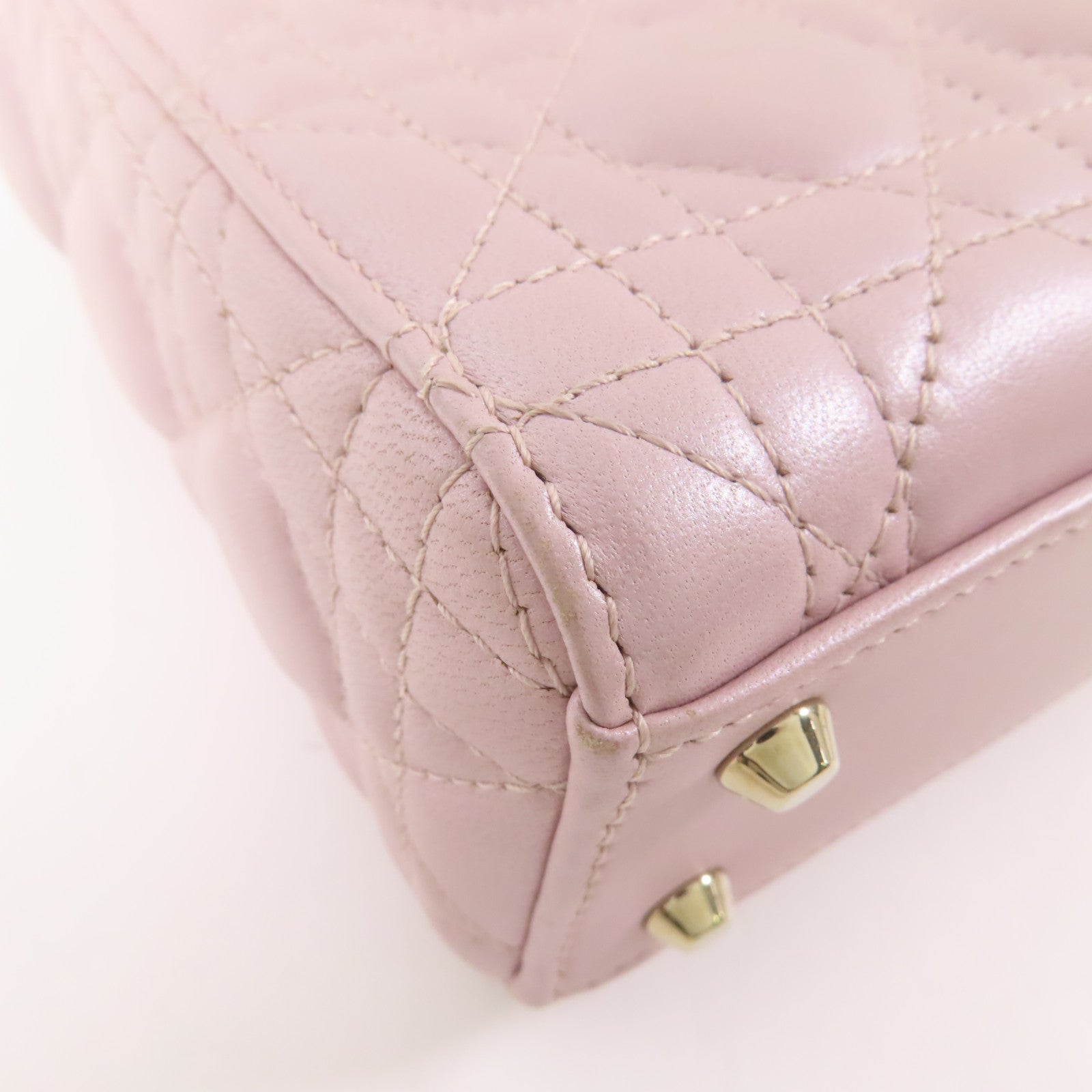 Dior 羊皮皮革Mini Lady Dior金扣鏈帶手挽肩背兩用袋