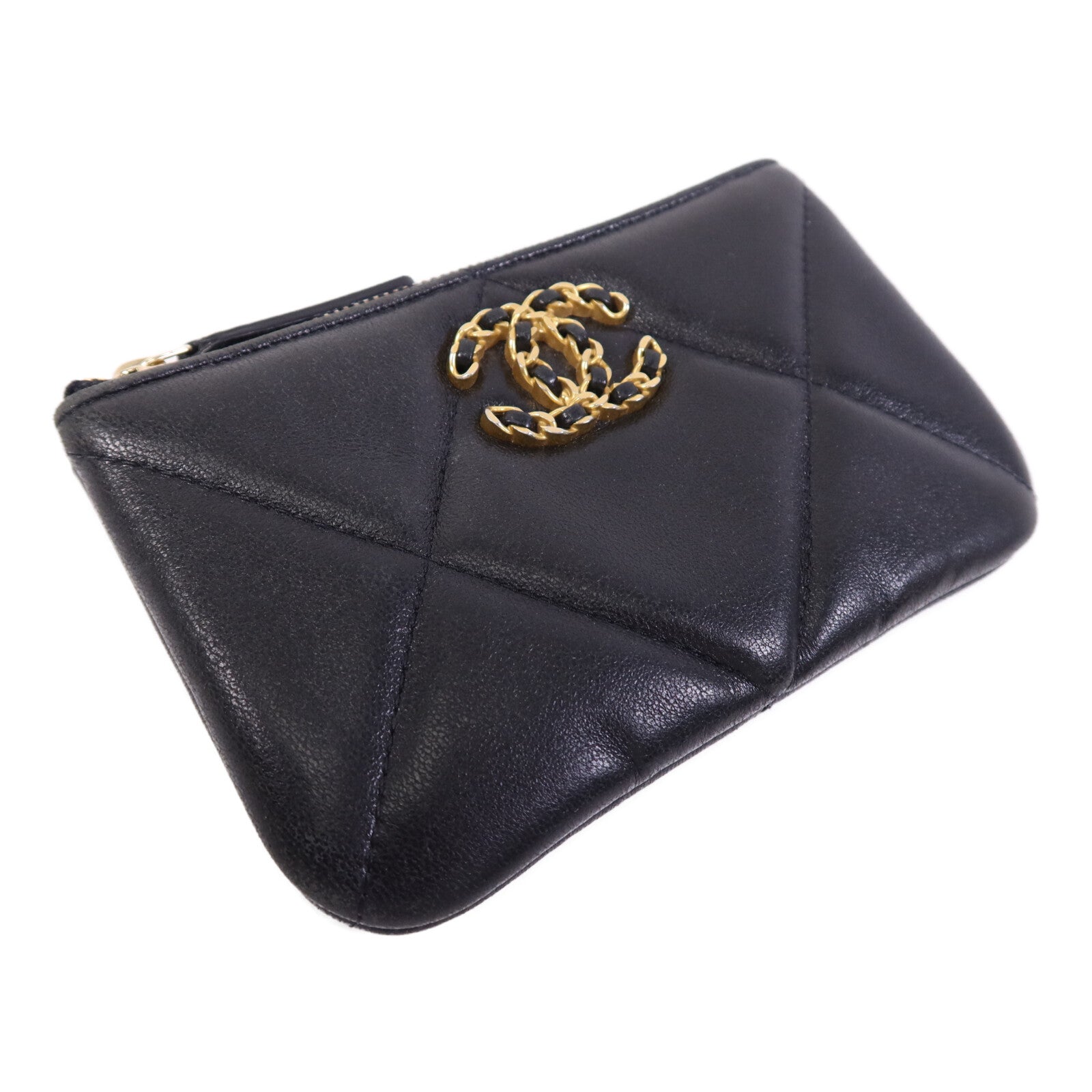 CHANEL 羊皮皮革Chanel 19 Mini Pouch金扣零錢包