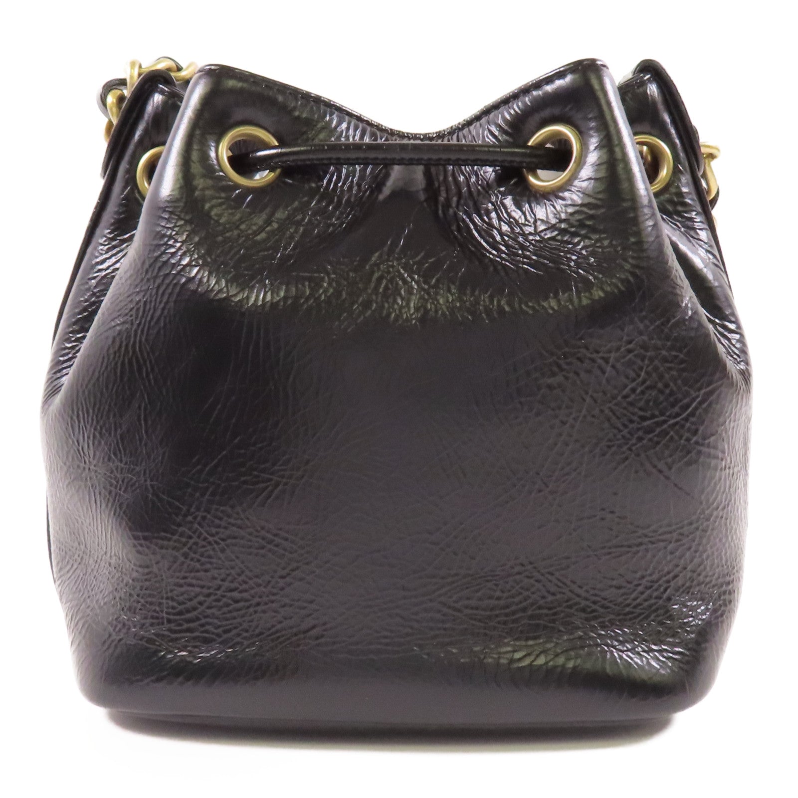 CHANEL CC GHW Bucket Chain Shoulder Bag Calfskin Leather Black
