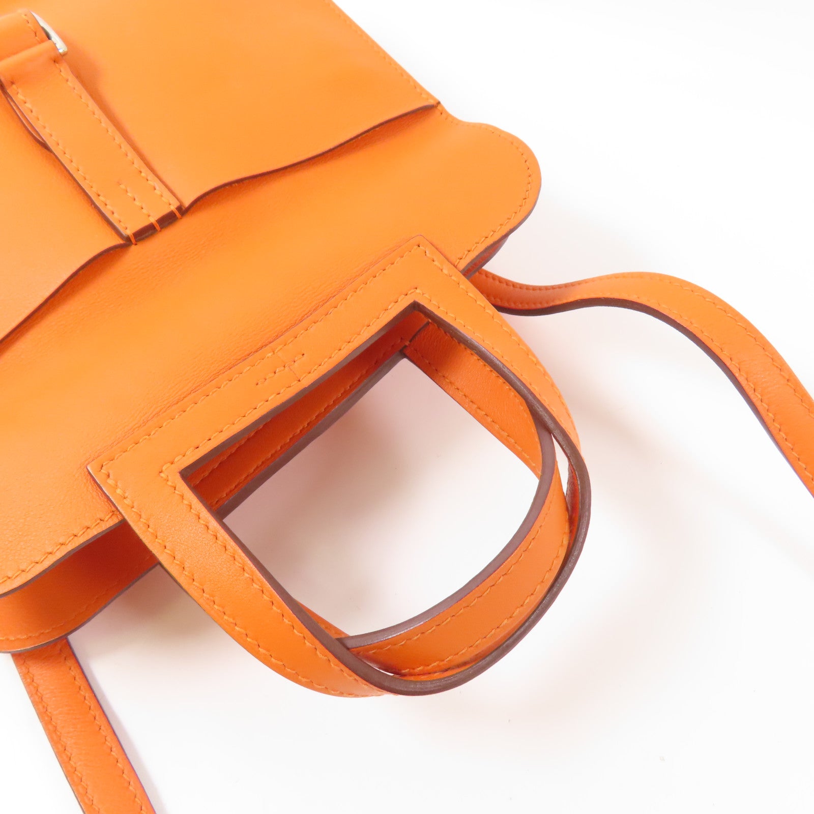 HERMES PHW Mini Halzan Shoulder Bag Swift Leather Oange