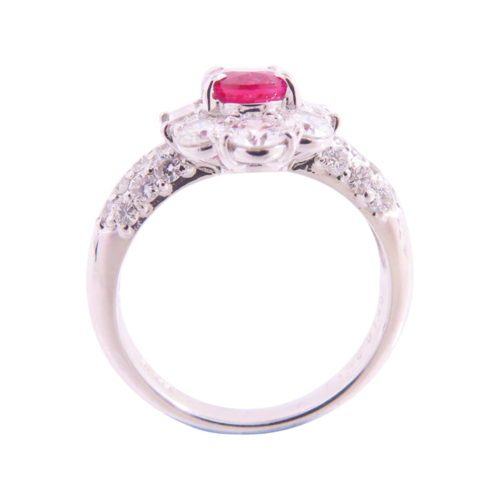 JEWELRY PT900鉑金/紅寶石/鑽石Ruby Diamond Ring戒指US#5.75