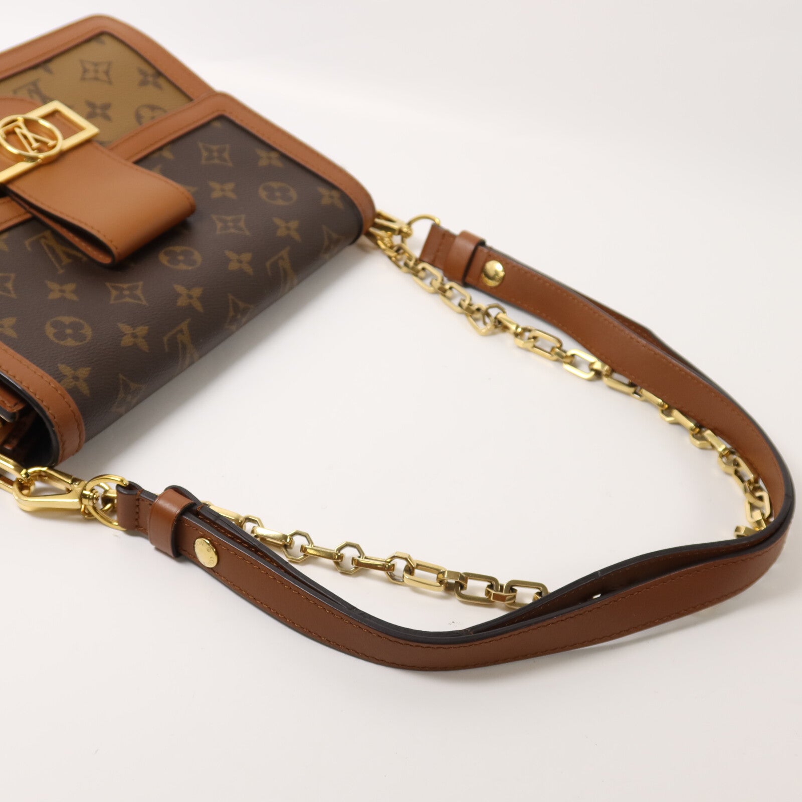 LOUIS VUITTON Monogram/Monogram Reverse Dauphine MM鏈帶手挽肩背兩用袋