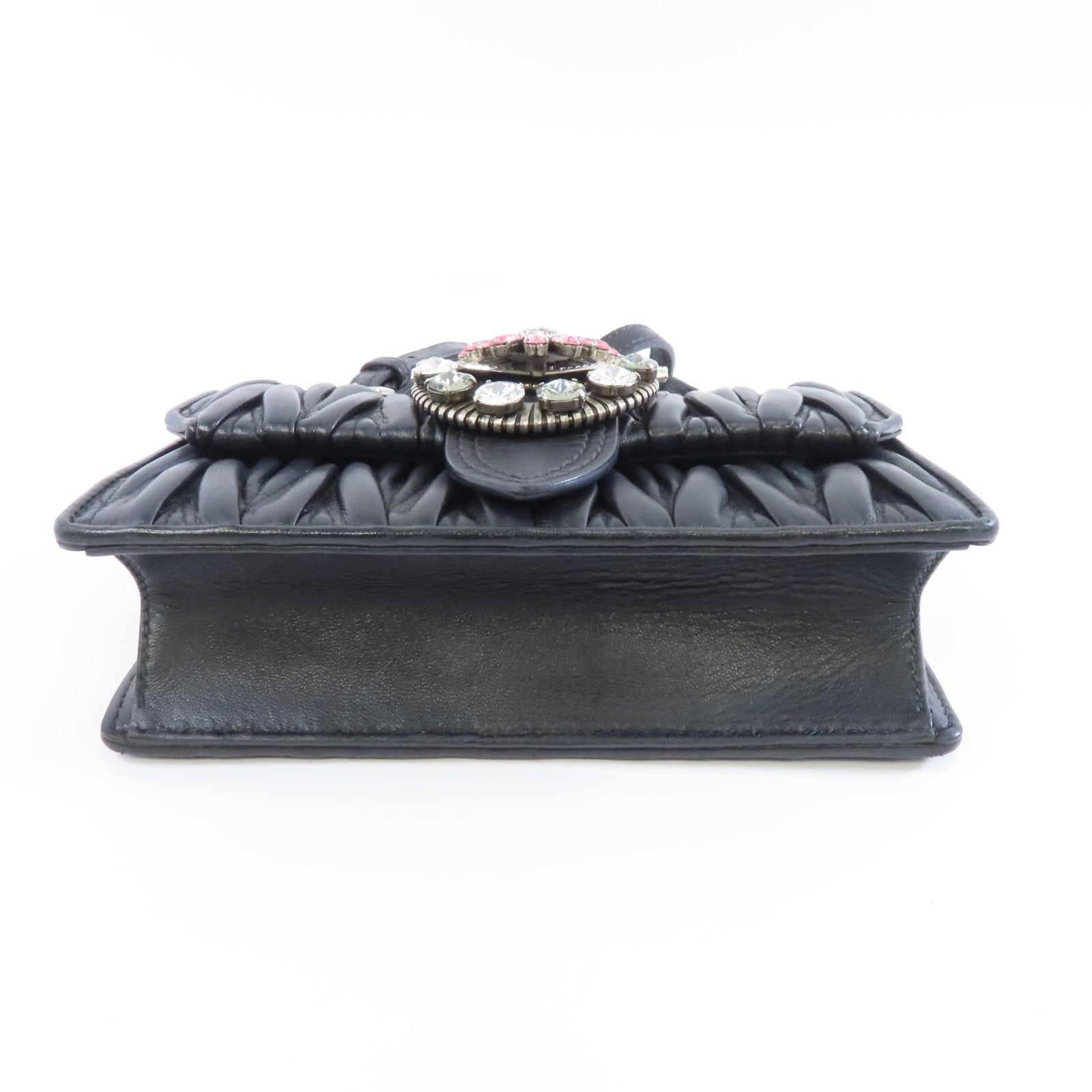 Miu Miu 羊皮皮革Chain Shoulder Bag銀扣鏈帶肩背袋黑色