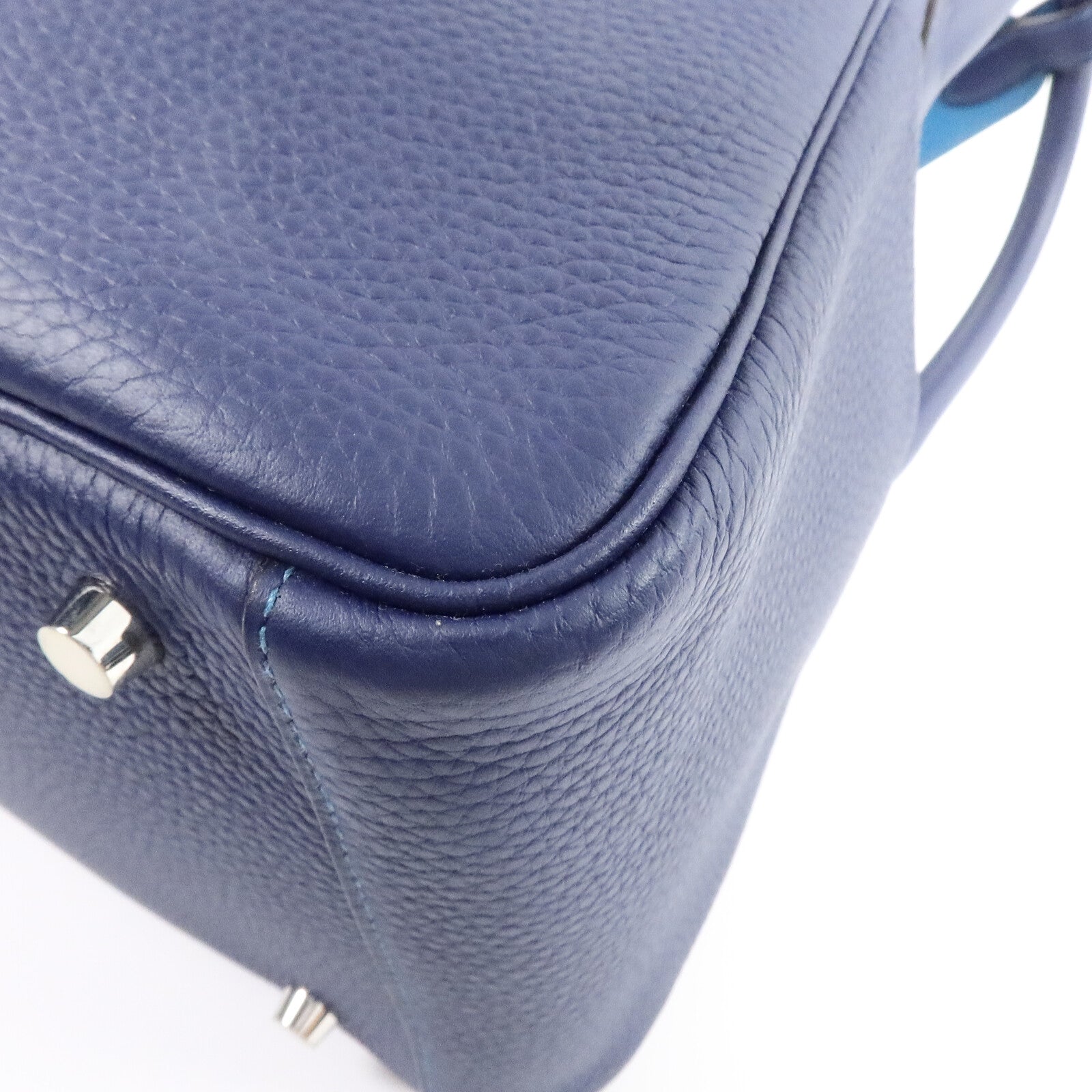 HERMES Clemence皮革Lindy 30手挽肩背兩用袋Bleu Saphi/Colvert