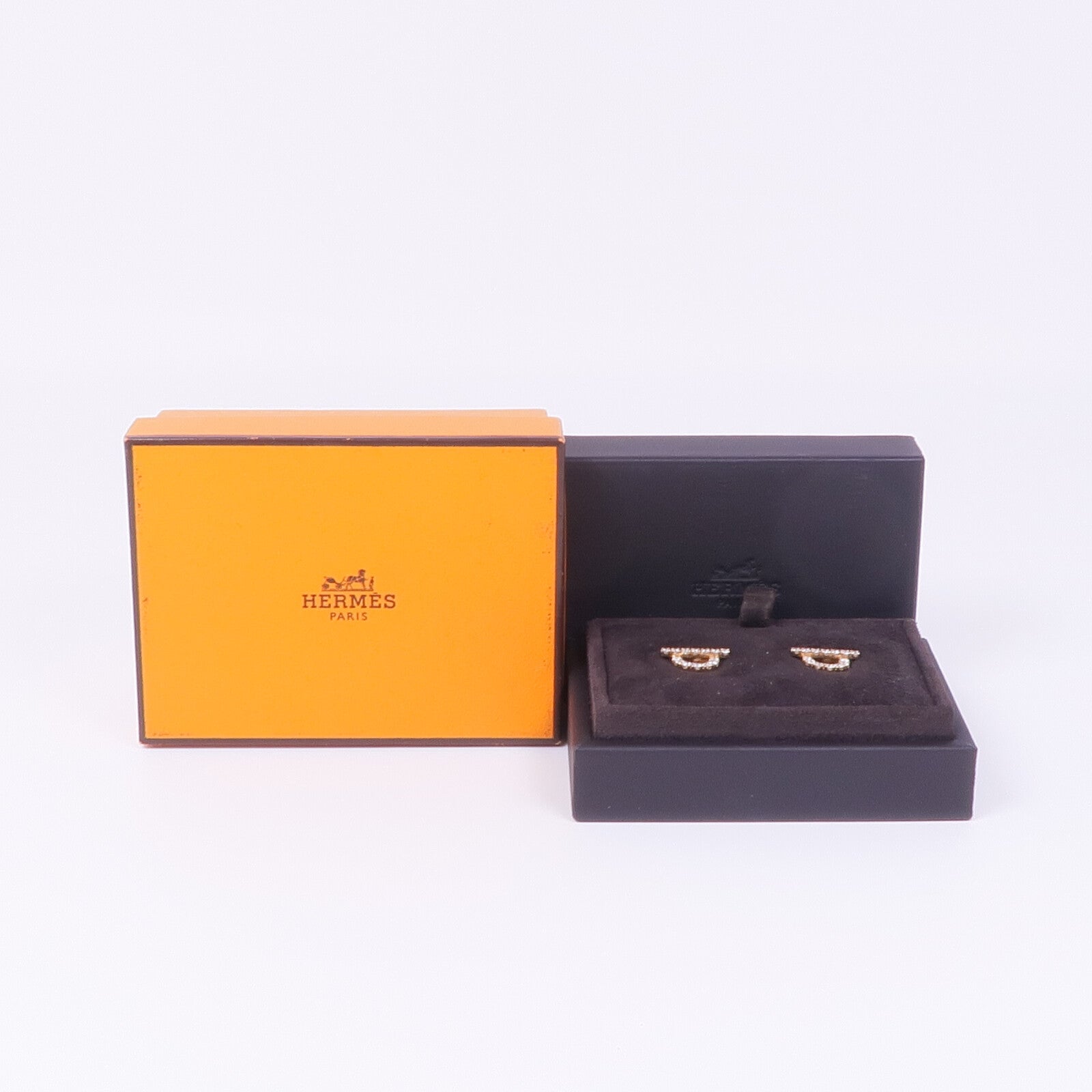 HERMES 18K玫瑰金Finesse Diamond Earrings鑽石耳環