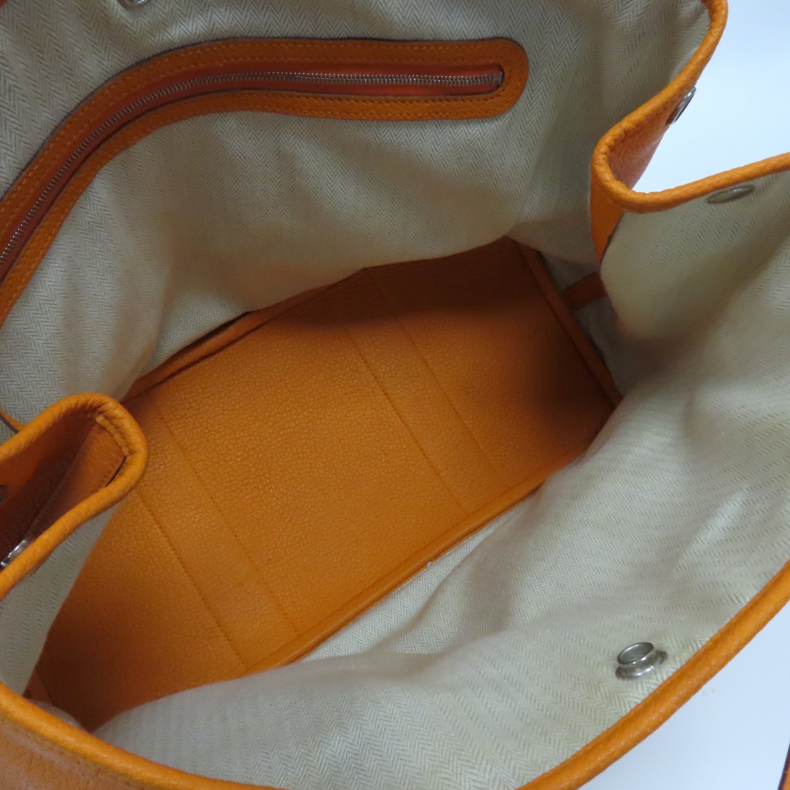 HERMES 【激減優惠】Negonda皮革Garden Party PM銀扣手挽袋橙色