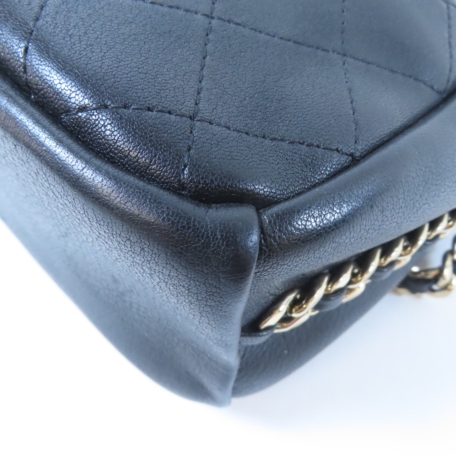 CHANEL 【激減優惠】菱格牛皮皮革Chain Shoulder Bag金扣鏈帶肩背袋黑色