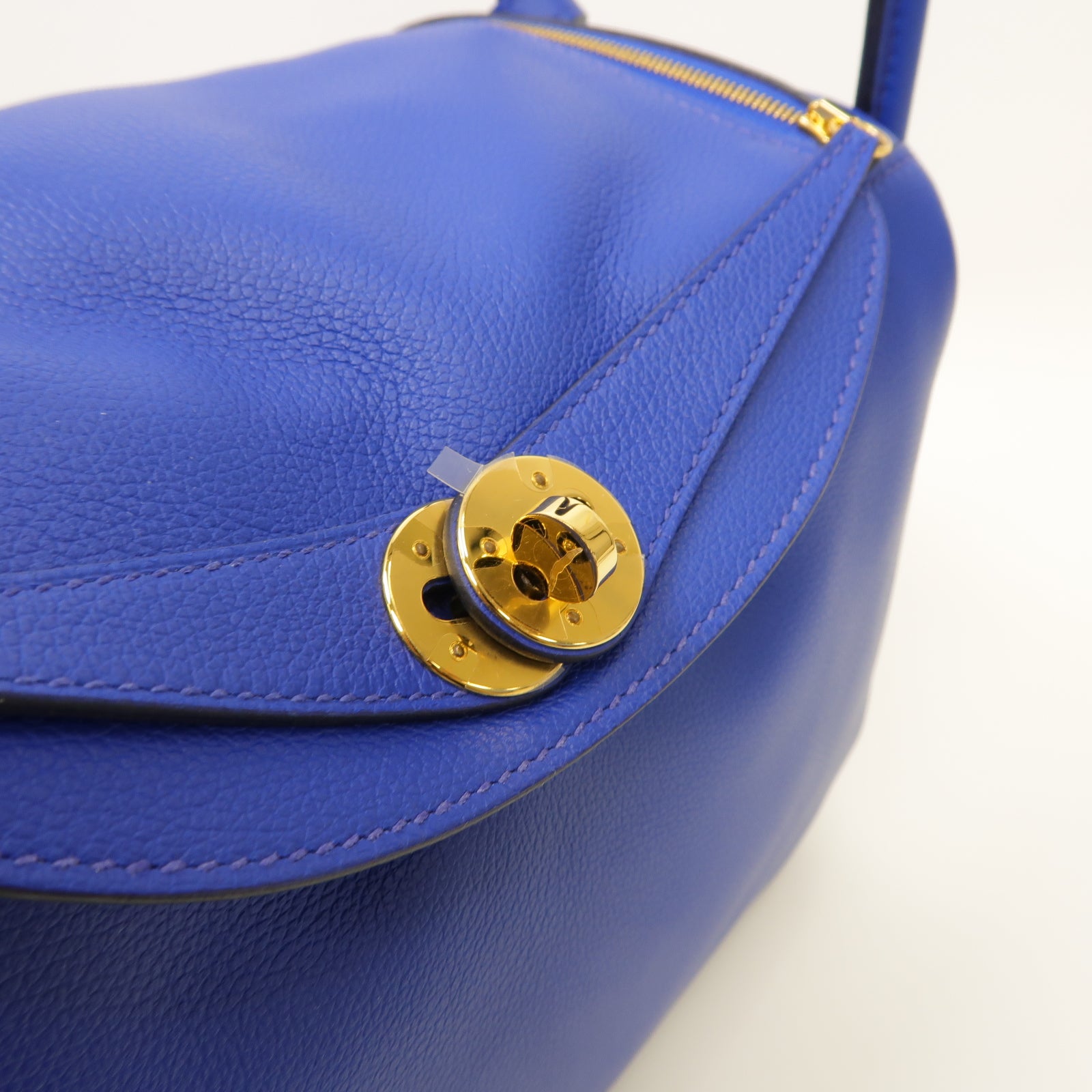 HERMES Evercolor皮革Lindy 26金扣手挽肩背兩用袋Blue Royal藍色