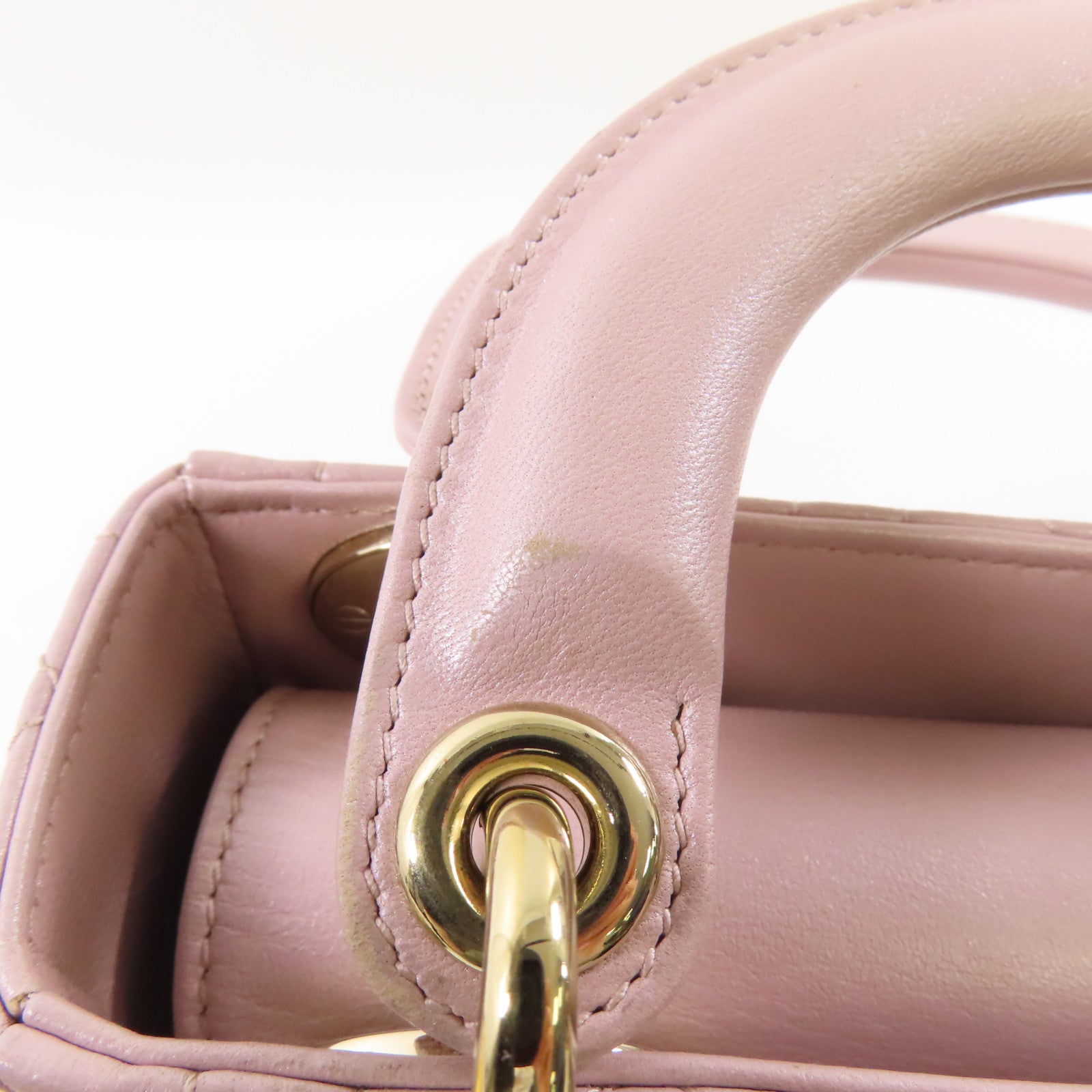Dior 羊皮皮革Mini Lady Dior金扣鏈帶手挽肩背兩用袋
