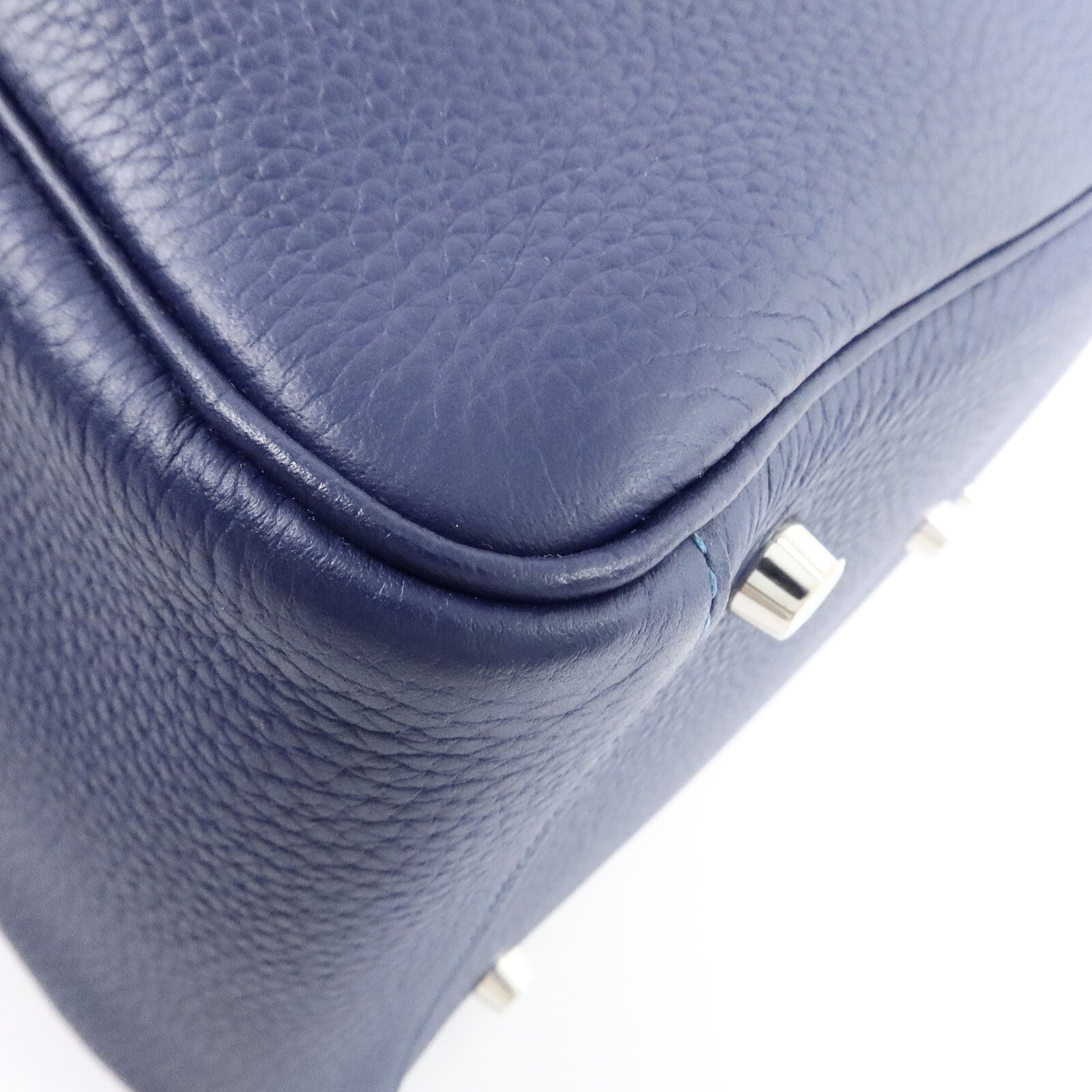 HERMES Clemence皮革Lindy 30手挽肩背兩用袋Bleu Saphi/Colvert
