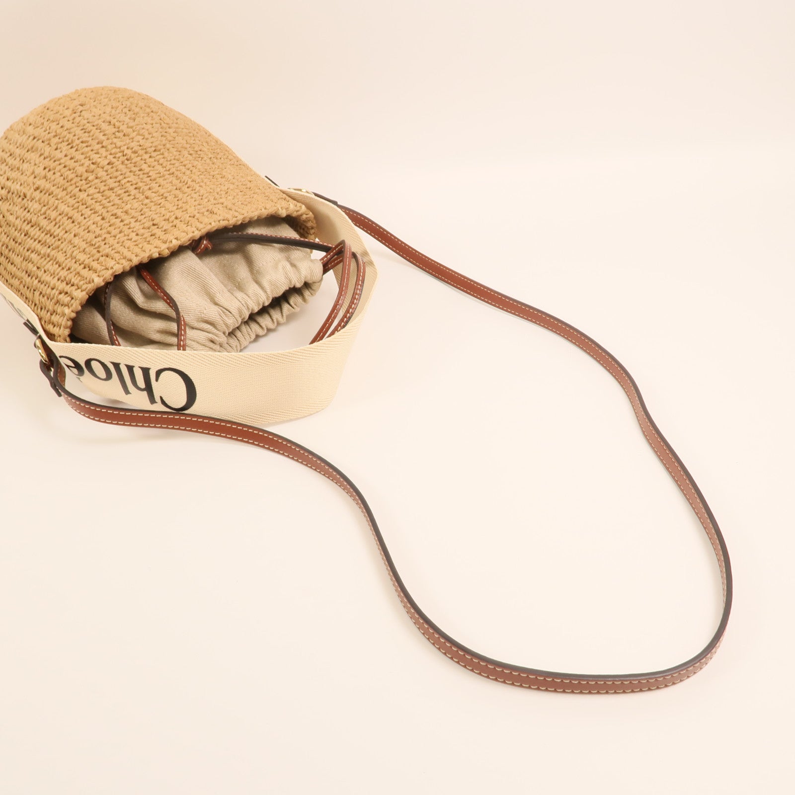 Chloe Raffia Woody Basket Small金扣手挽肩背兩用袋