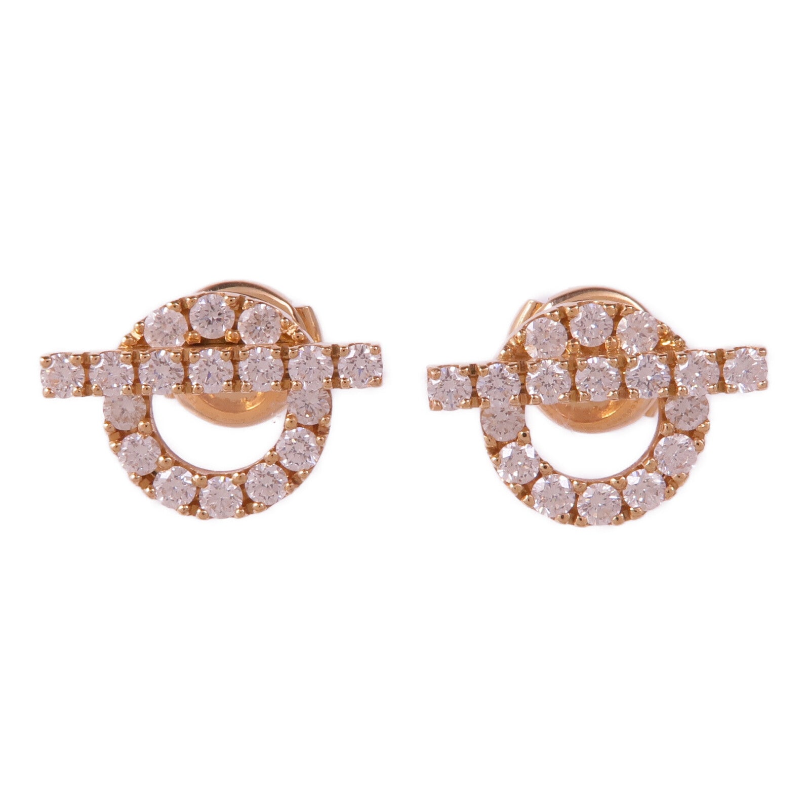 HERMES 18K玫瑰金Finesse Diamond Earrings鑽石耳環