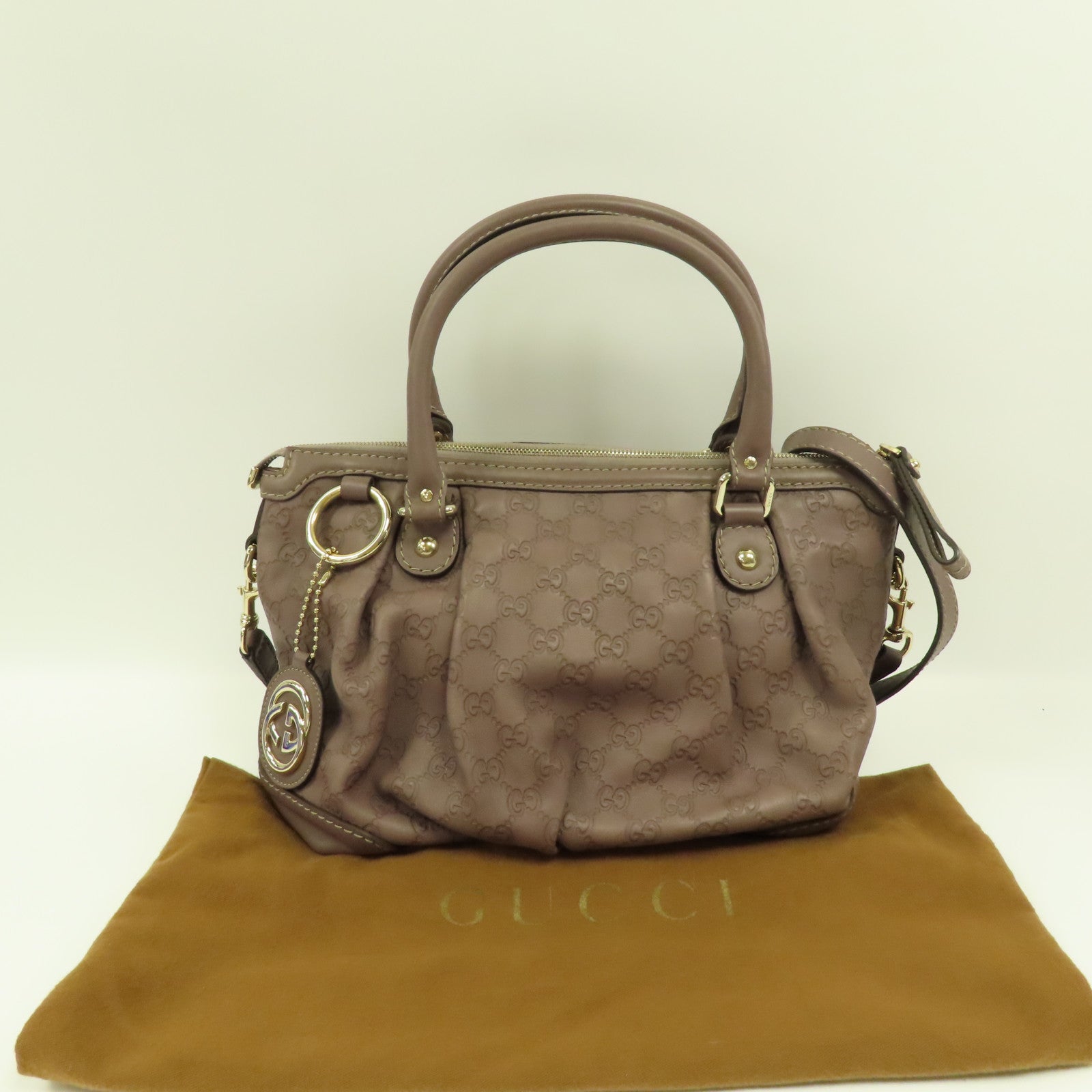 GUCCI 皮革GG Guccissima金扣手挽肩背兩用袋
