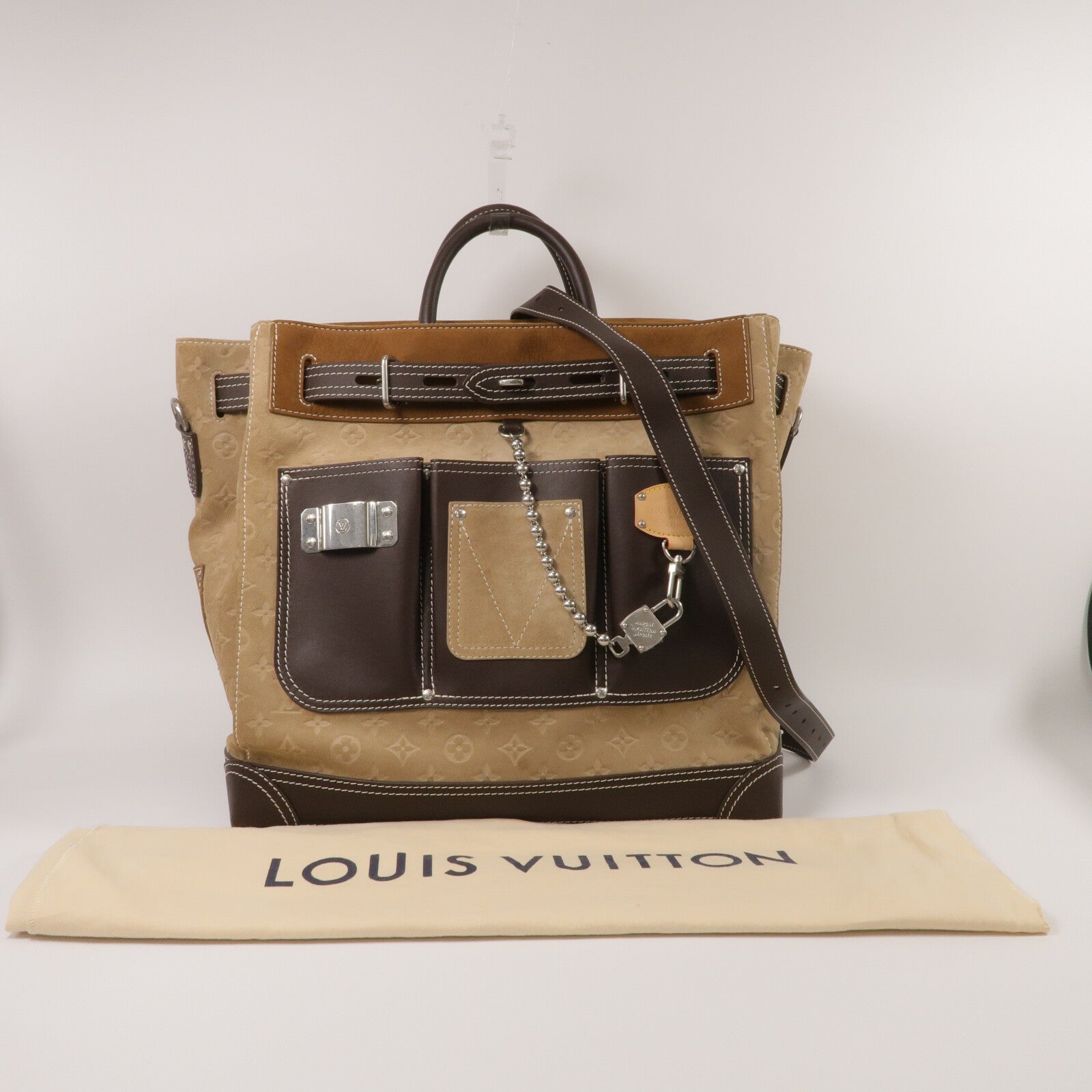 LOUIS VUITTON 麂皮皮革Steamer 40手挽肩背兩用袋