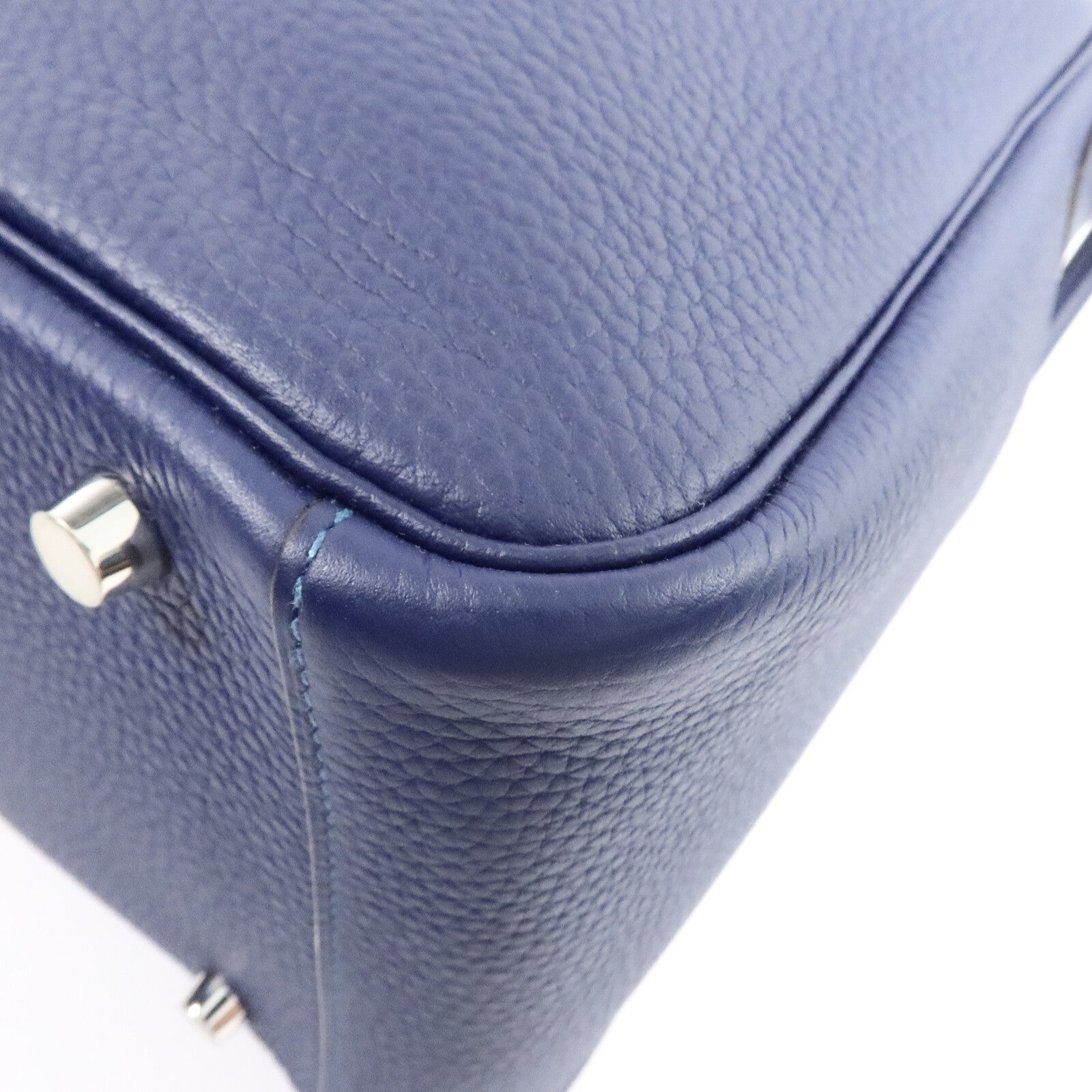 HERMES Clemence皮革Lindy 30手挽肩背兩用袋Bleu Saphi/Colvert
