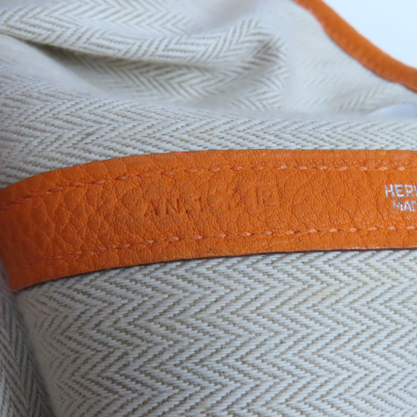 HERMES 【激減優惠】Negonda皮革Garden Party PM銀扣手挽袋橙色