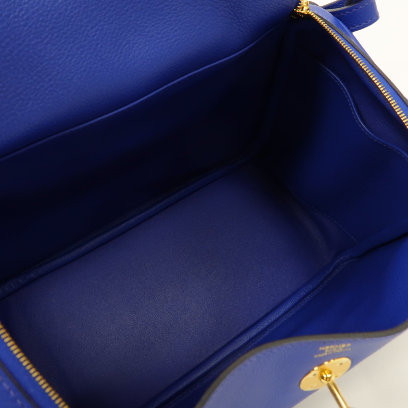 HERMES Evercolor皮革Lindy 26金扣手挽肩背兩用袋Blue Royal藍色
