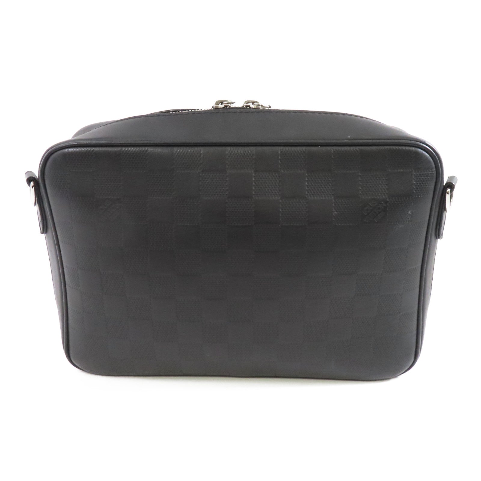 LOUIS VUITTON Damier Infini Sirius Messenger Bag銀扣肩背袋黑色