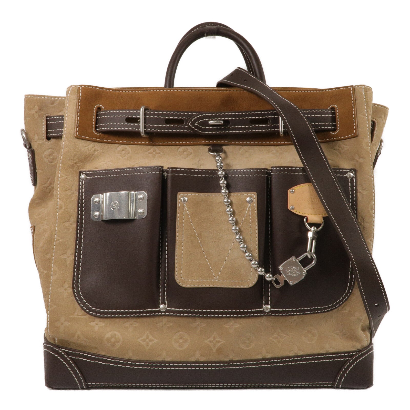 LOUIS VUITTON 麂皮皮革Steamer 40手挽肩背兩用袋