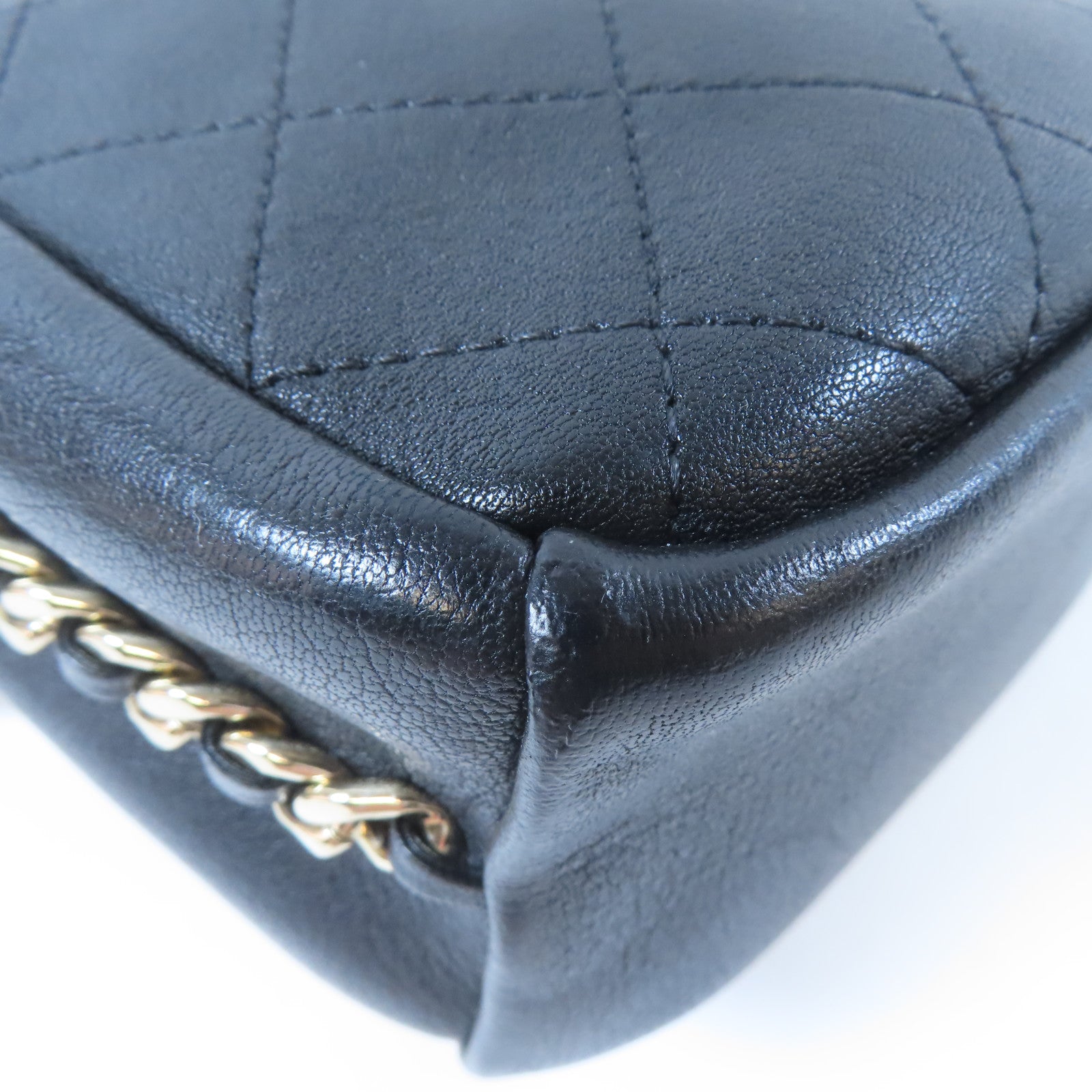 CHANEL 【激減優惠】菱格牛皮皮革Chain Shoulder Bag金扣鏈帶肩背袋黑色