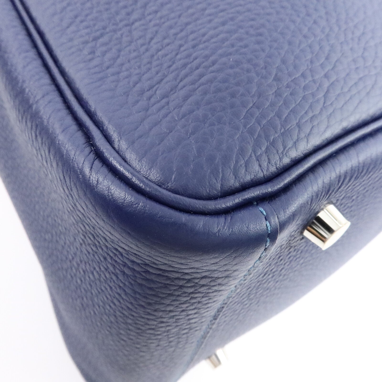 HERMES Clemence皮革Lindy 30手挽肩背兩用袋Bleu Saphi/Colvert