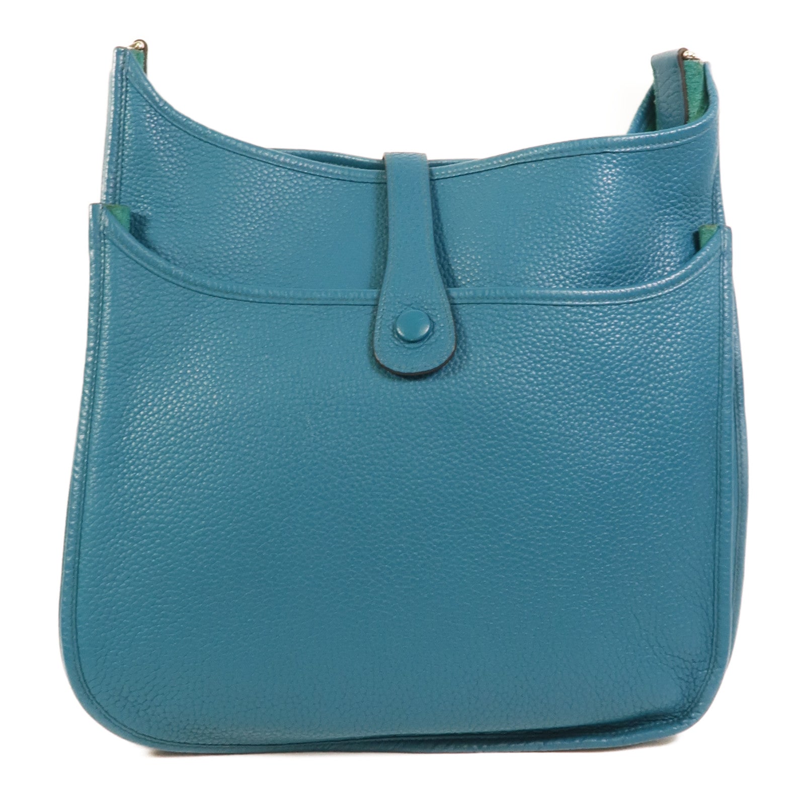 HERMES Clemence皮革Evelyne GM肩背袋Turquoise