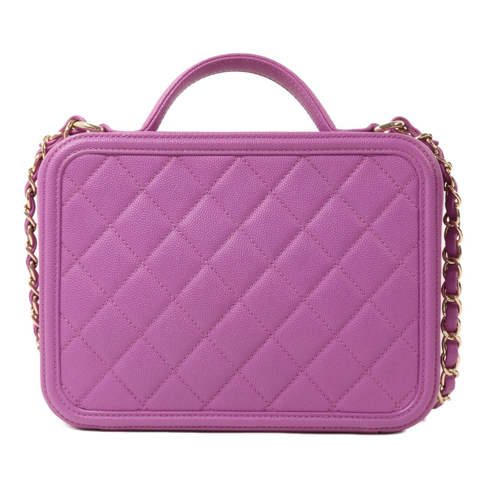 CHANEL 牛皮皮革Vanity Case鏈帶手挽肩背兩用袋